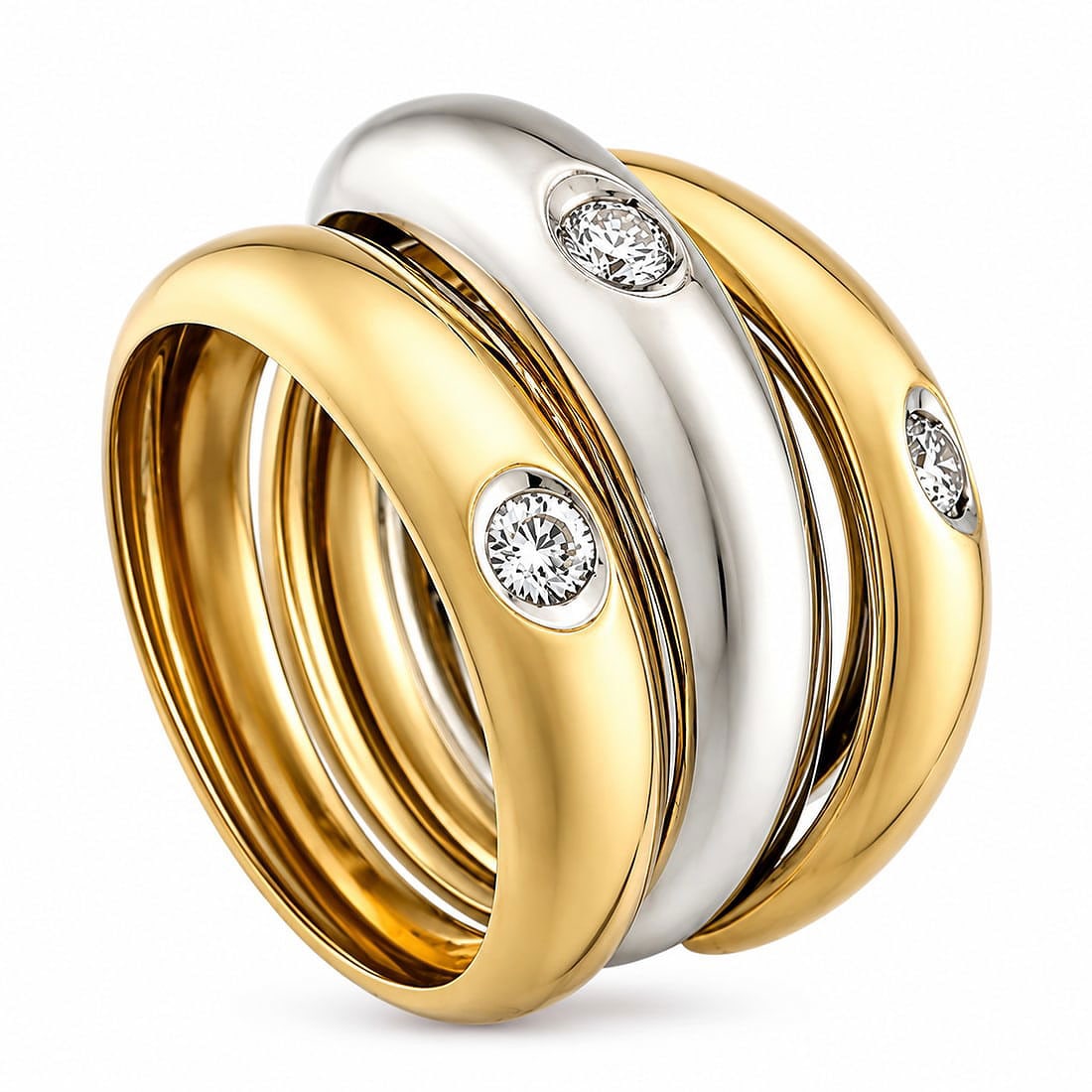 Two-Tone 18K Rose and White Gold 0.16ct Diamond Ring (1 of 4)