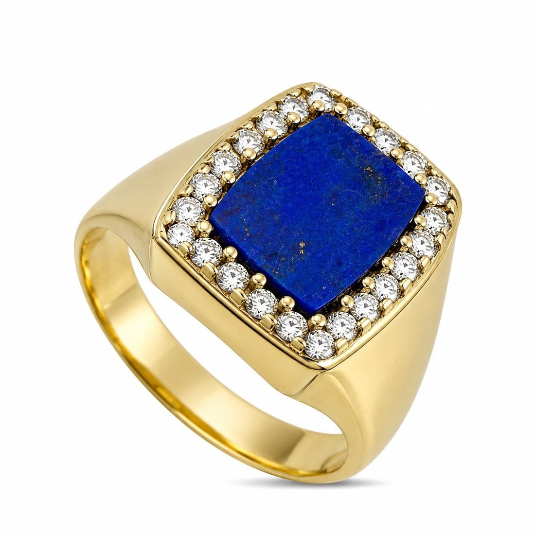 14K Yellow Gold Lapis Lazuli and 0.50ct Diamond Unisex Ring (1 of 6)