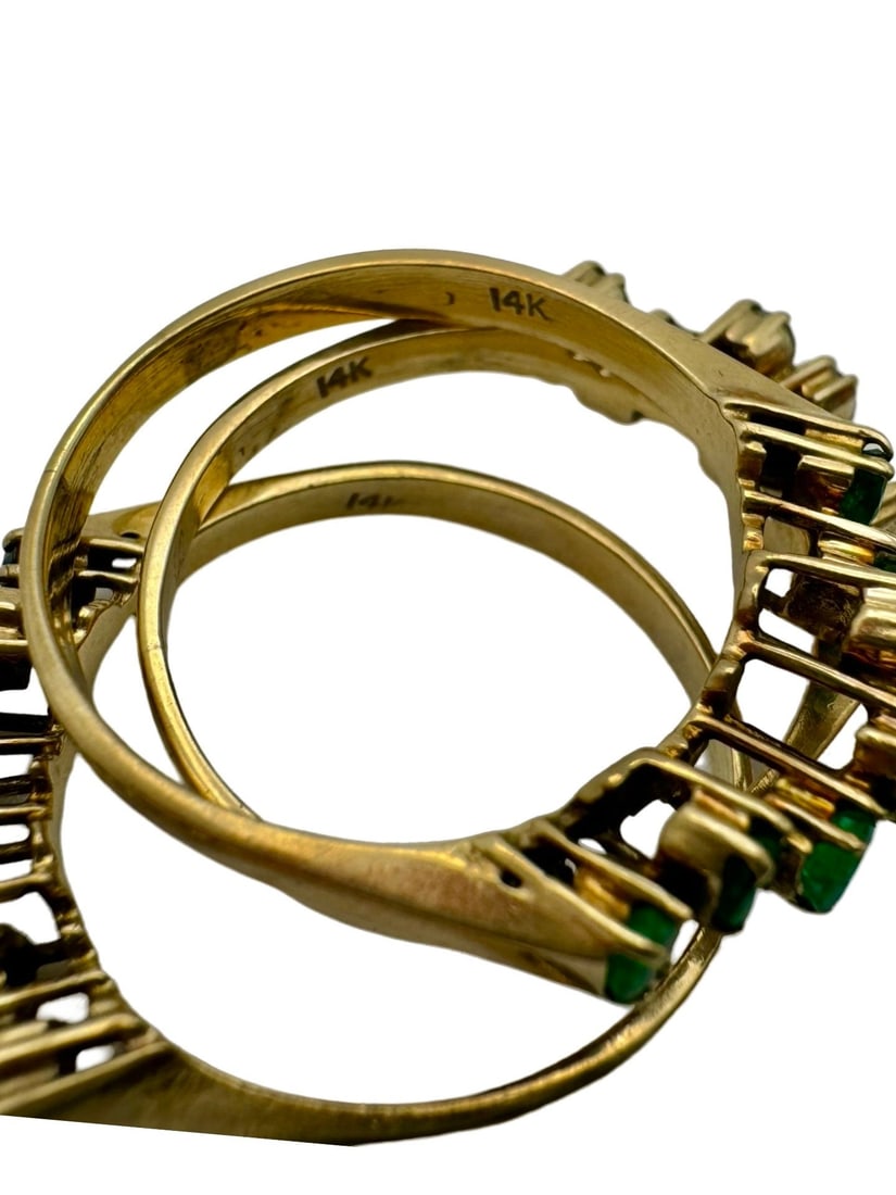 3 Pieces Stackable 14K Gold Interlocking Ring - 5