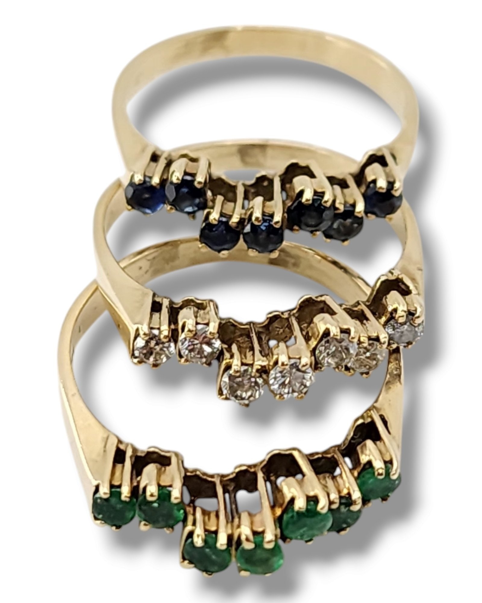 3 Pieces Stackable 14K Gold Interlocking Ring - 6