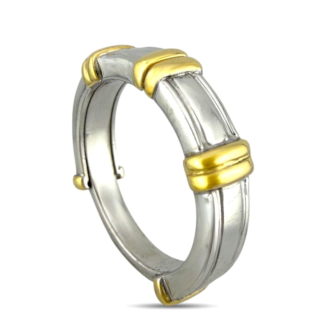 14K White and Yellow Gold Band: 14K White and Yellow Gold Band Ring A refined band ring crafted in white gold with yellow gold accents, creating a clean two tone design. The classic band silhouette gives the piece a timeless everyda