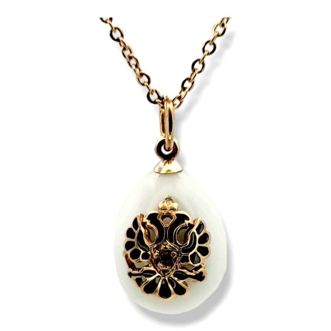 K. Faberge Russian Antique Gold Diamond & Blue Enamel Egg Pendant: A jewelled gold and Enamel Egg Pendant Signed: Yes. 56 for Imperial Russian Gold (14k gold ) and Initials K. F attribution Karl Faberge Sizes: 2.1cm Weight: 5 grams Period: 1890s Condition : Excellent