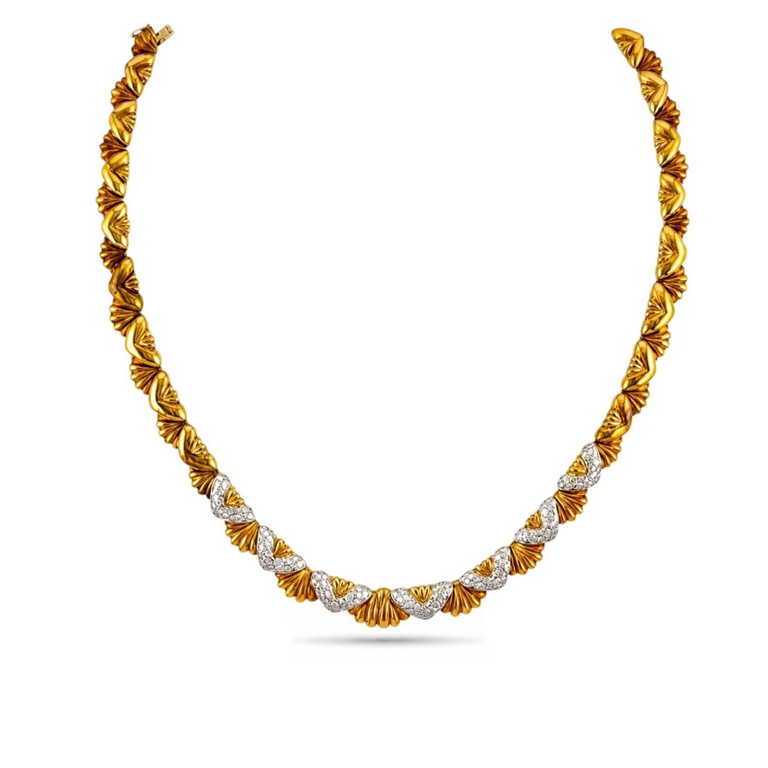 Vintage 18K Yellow Gold 3.05ct Diamond Flexible Choker Necklace (1 of 8)