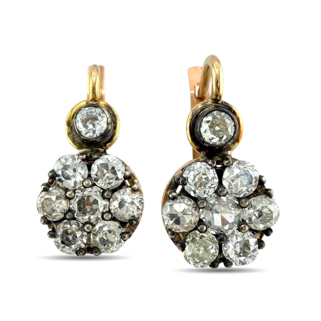 Imperial Russian 56k Rose Gold and 2.30ct Diamond Earrings (1 of 7)