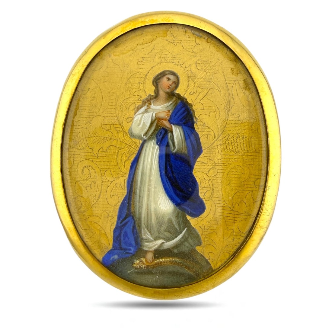 18K Yellow Gold Portrait Miniature Brooch: 18K Yellow Gold Portrait Miniature Brooch/Pendant A beautifully executed late 19th-century portrait miniature depicting a finely painted woman, set in a substantial gold brooch that can also be worn