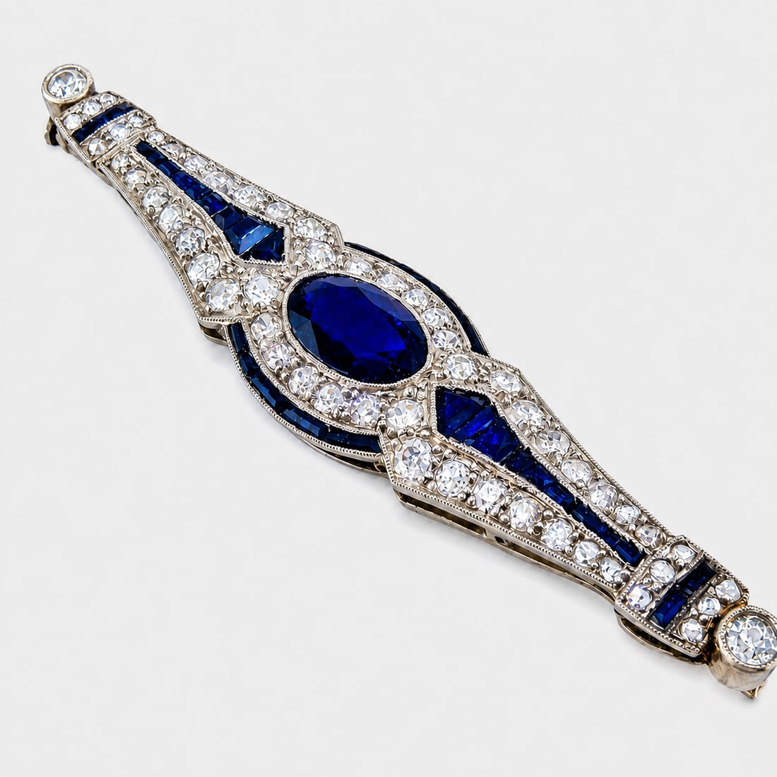 The Lucas Deritjis French Art Deco Sapphire and Diamond Platinum Brooch (1 of 4)