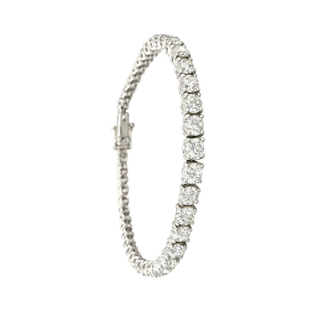 Certified 14K White Gold 12.3ct Diamond Tennis Bracelet (1 of 9)