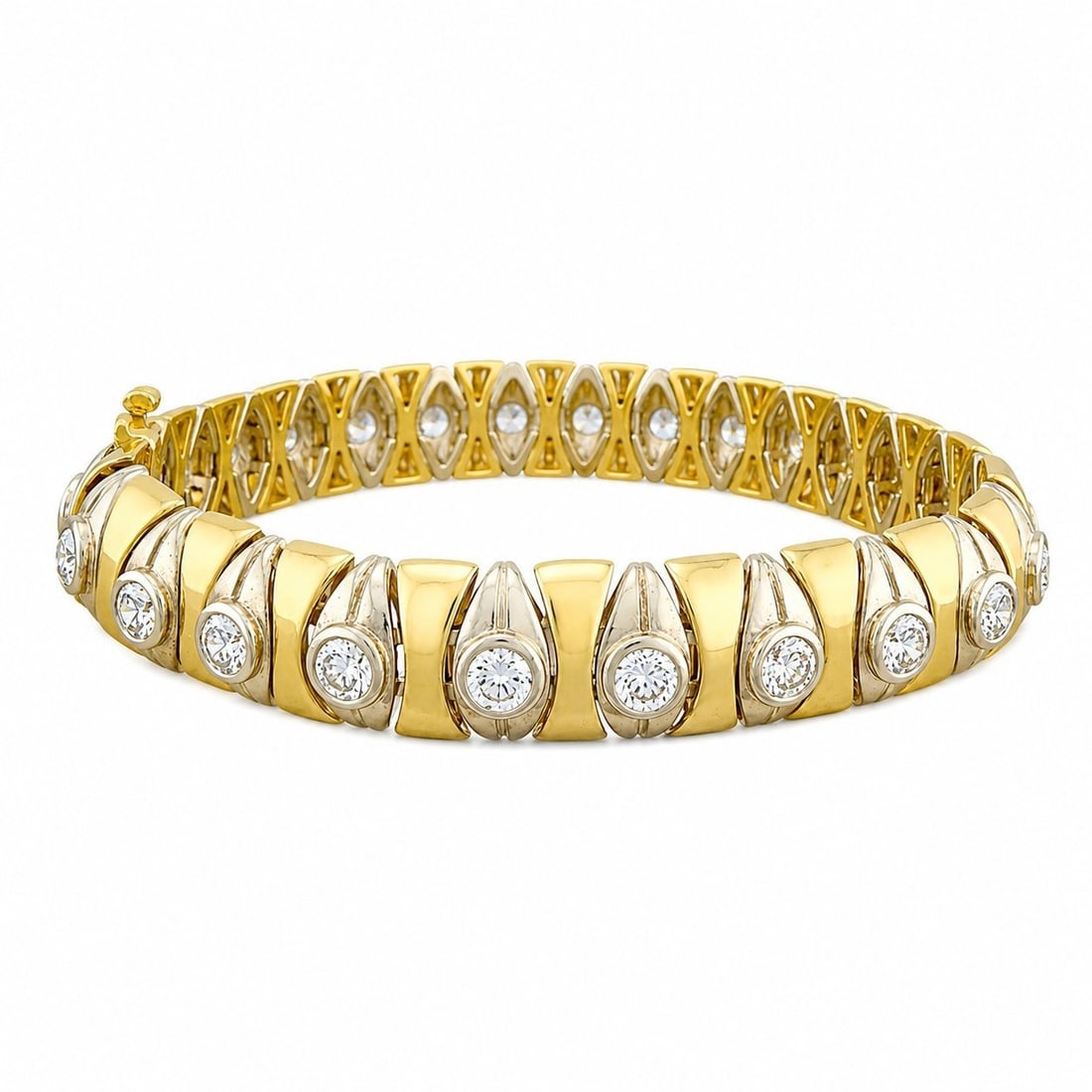 14K Yellow and White Gold 3.50ct Diamond Flexible Link Bracelet (1 of 6)