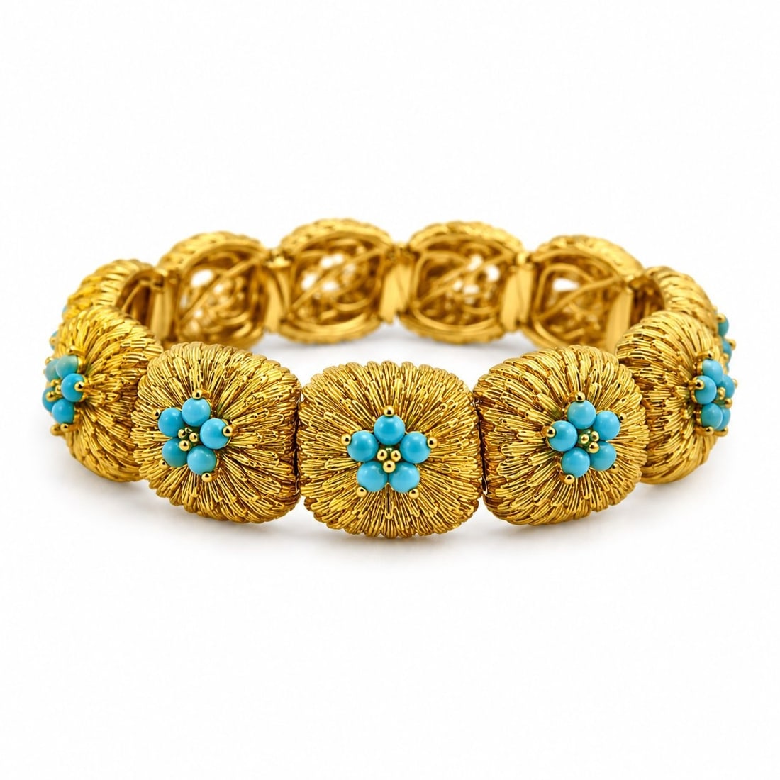 18K Yellow Gold Turquoise Bead Bracelet (1 of 6)