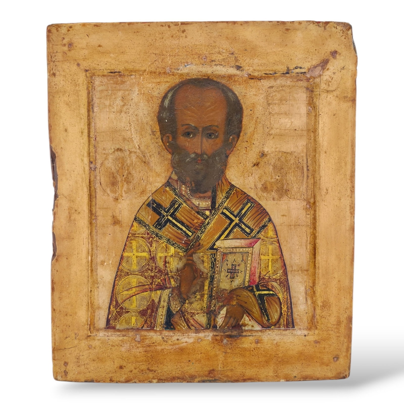Antique Russian 18th century icon of St. Nicholas (1 of 6)