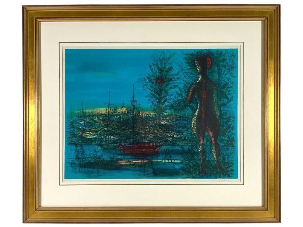 Jean Garzou Original Oil Painting: Jean Carzou (French / Armenian 1907-2000) Jean Carzou (French Armenian ) Hand Signed Limited Edition Lithograph A unique bright contrast colorations lithograph of Jean Carzou ( Karnak Zouloumian Armen
