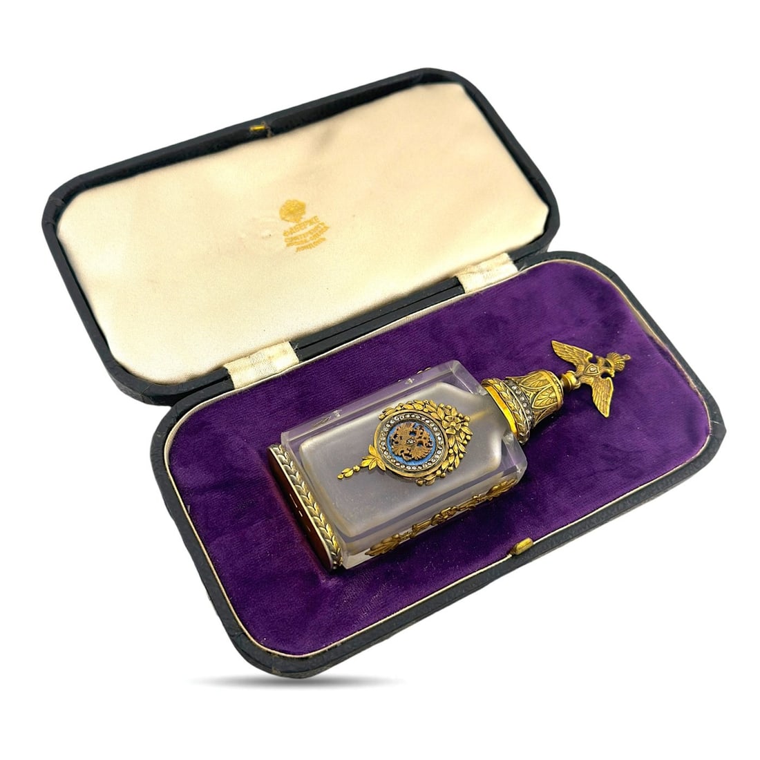 Faberge 88 Zolotnik Silver Diamond and Blue Enamel Perfume Bottle .916 (88 Zolotniki) Silver (1 of 8)