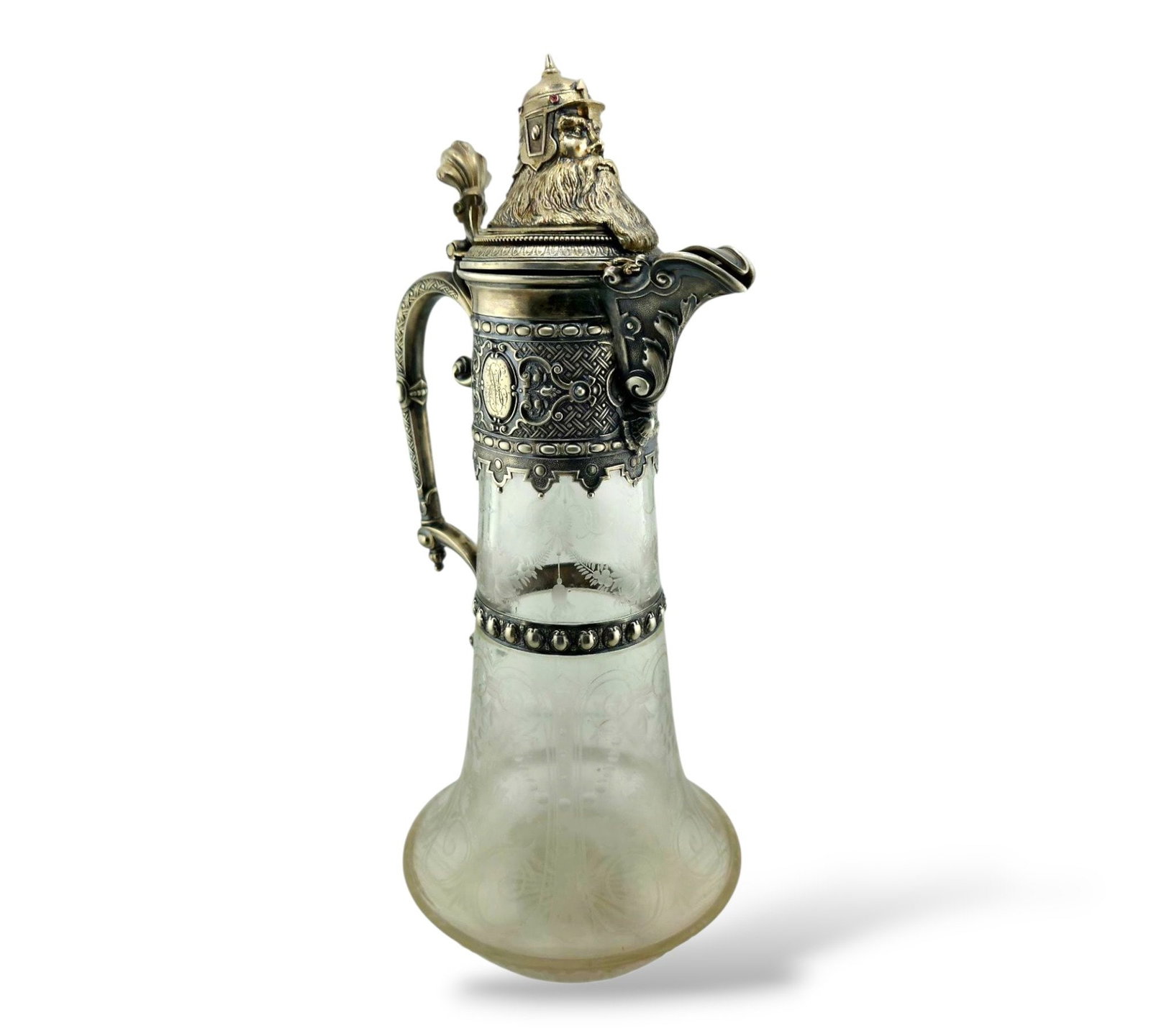 Antique Imperial Faberge Silver Cut Glass Decanter Carafe Circa 1900s: Antique Imperial Faberge Silver Cut Glass Decanter Carafe Circa 1900s Size: 14cm x Height 33cm Total Weight 1293 Grams The piece marked Faberge with Imperial Warrant and 84 silver mark with town mark.