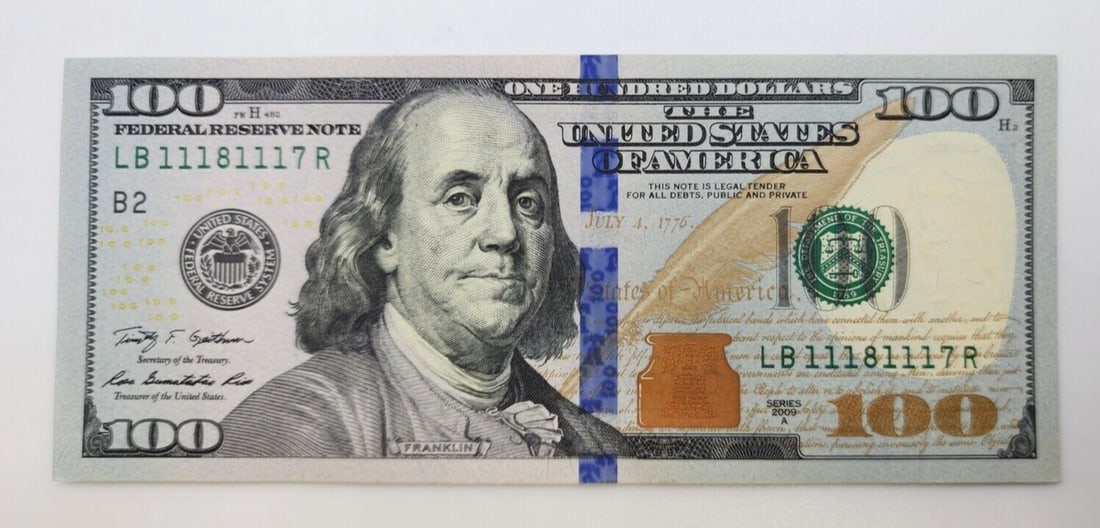 1118 1117 " $100 Fancy Numbers trinary One Hundred Dollar bill (1 of 2)