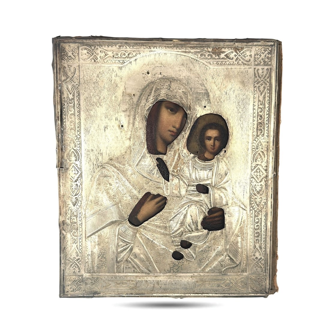 1894 Imperial Russian 84 Silver Riza Icon of the Virgin Mary and Christ Child (1 of 5)