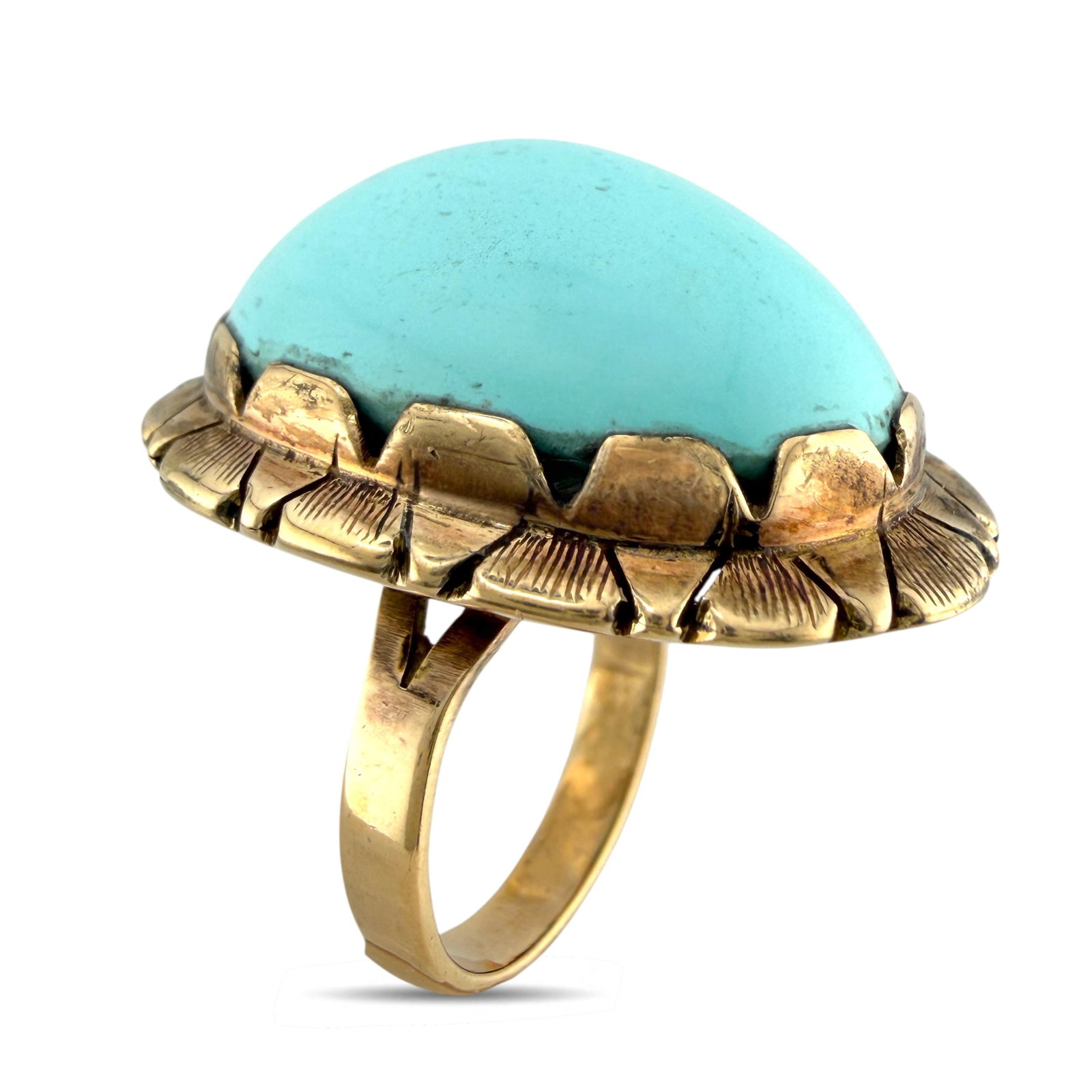 14K Rose Gold Turquoise Statement Ring - 4