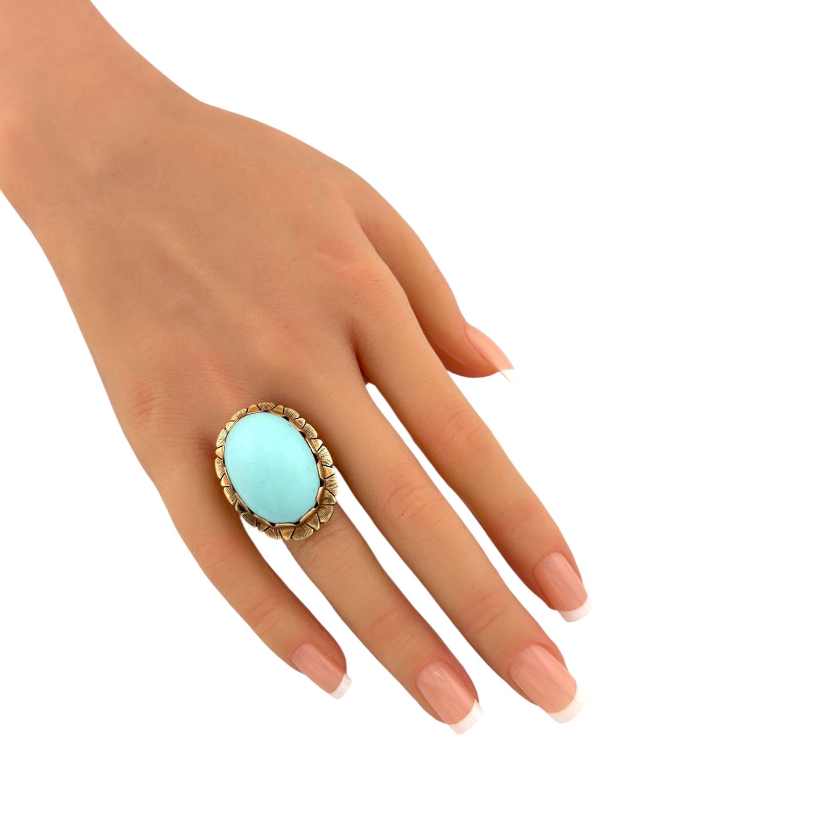 14K Rose Gold Turquoise Statement Ring - 6