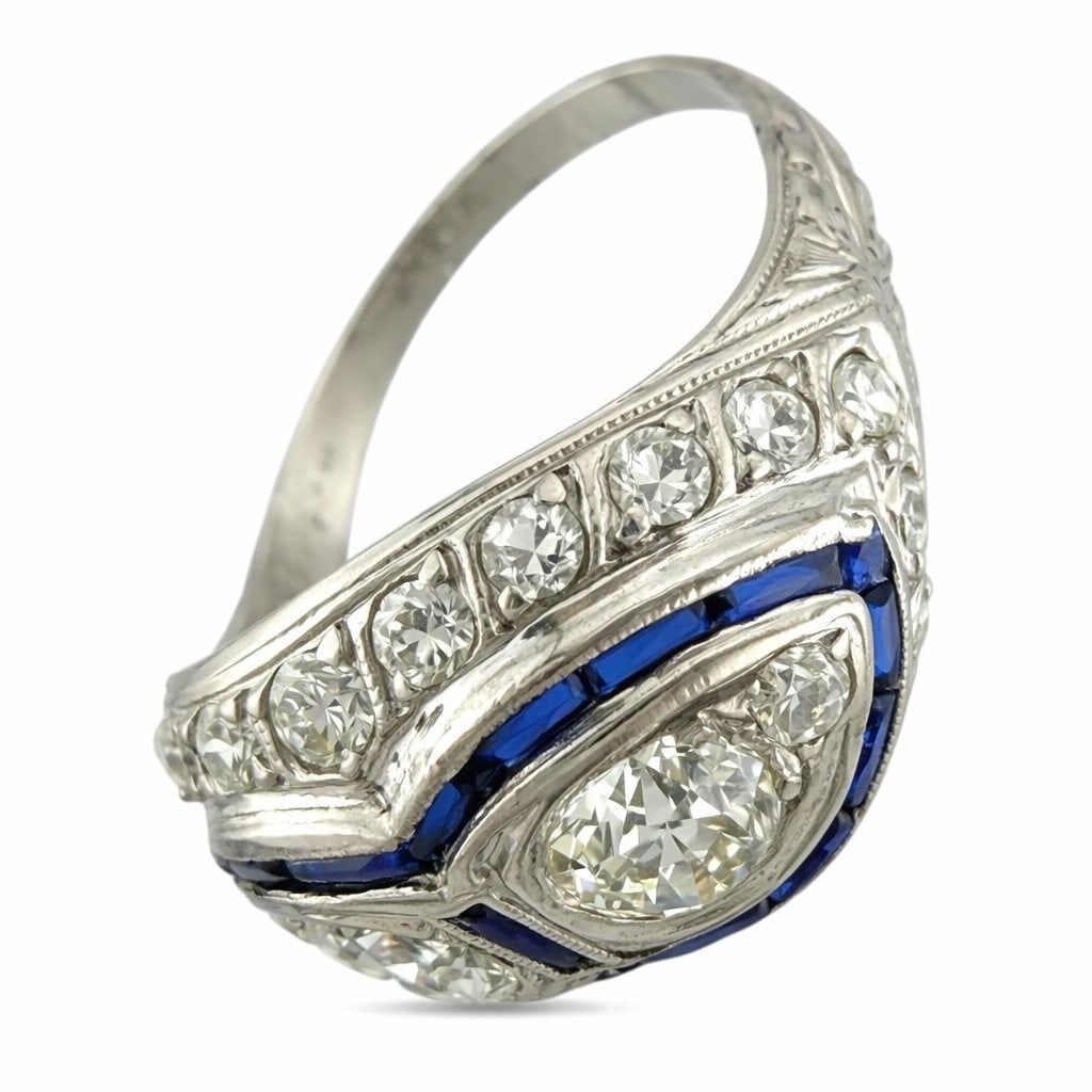 Platinum Art Deco Ring - 3
