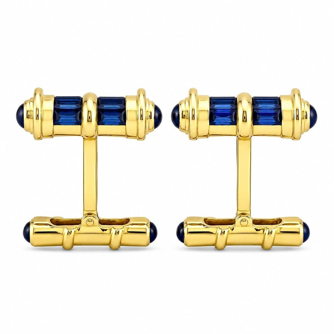 David Webb 18K Yellow Gold Sapphire Cufflinks (1 of 5)