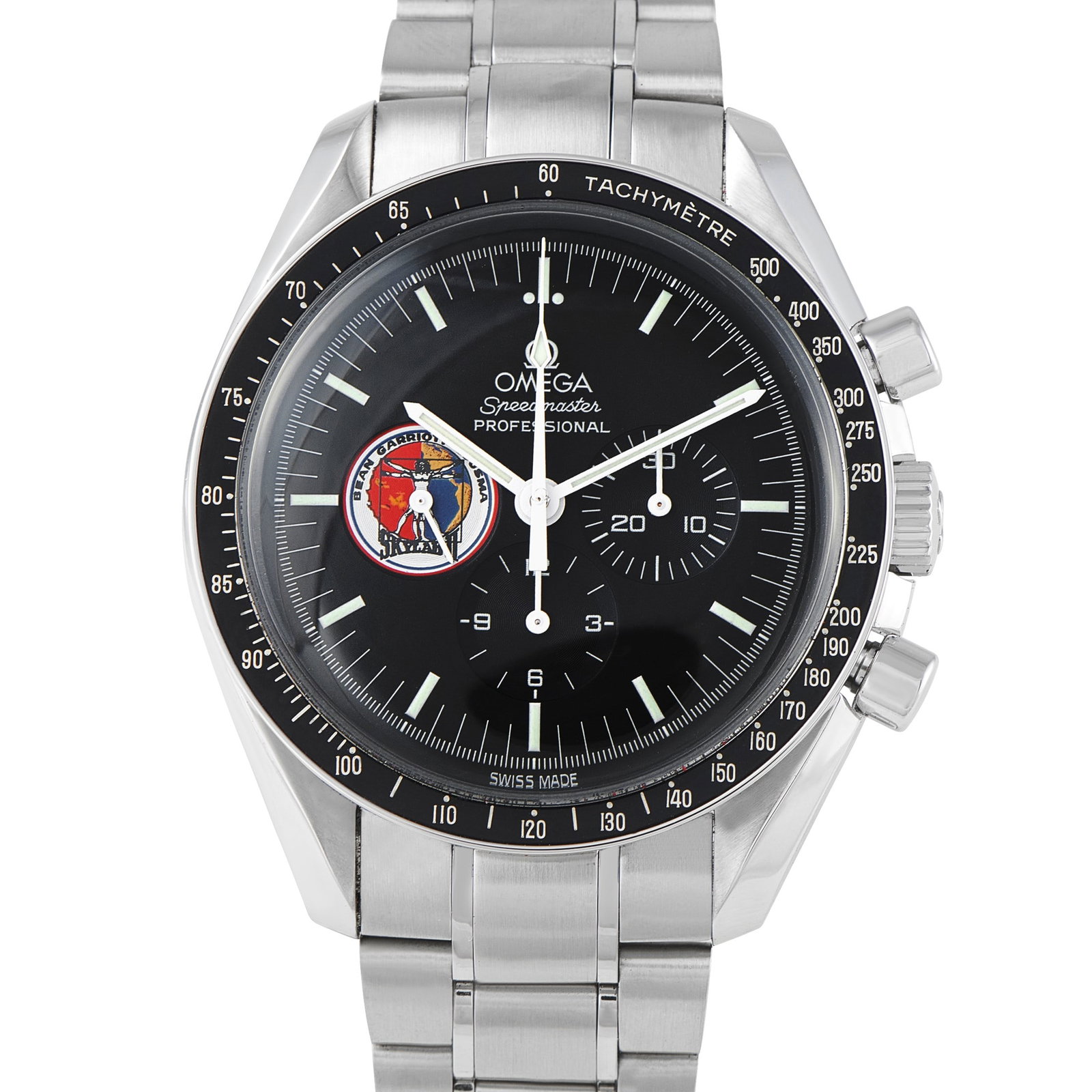 Omega Speedmaster Professional Missions Skylab 2 Steel Watch: The Omega Speedmaster Professional Missions Skylab 2 ref. 3597.22.00 is a limited edition watch commemorating the historic 1973 mission of astronauts Alan Bean, Owen Garriott, and Jack Lousma, who