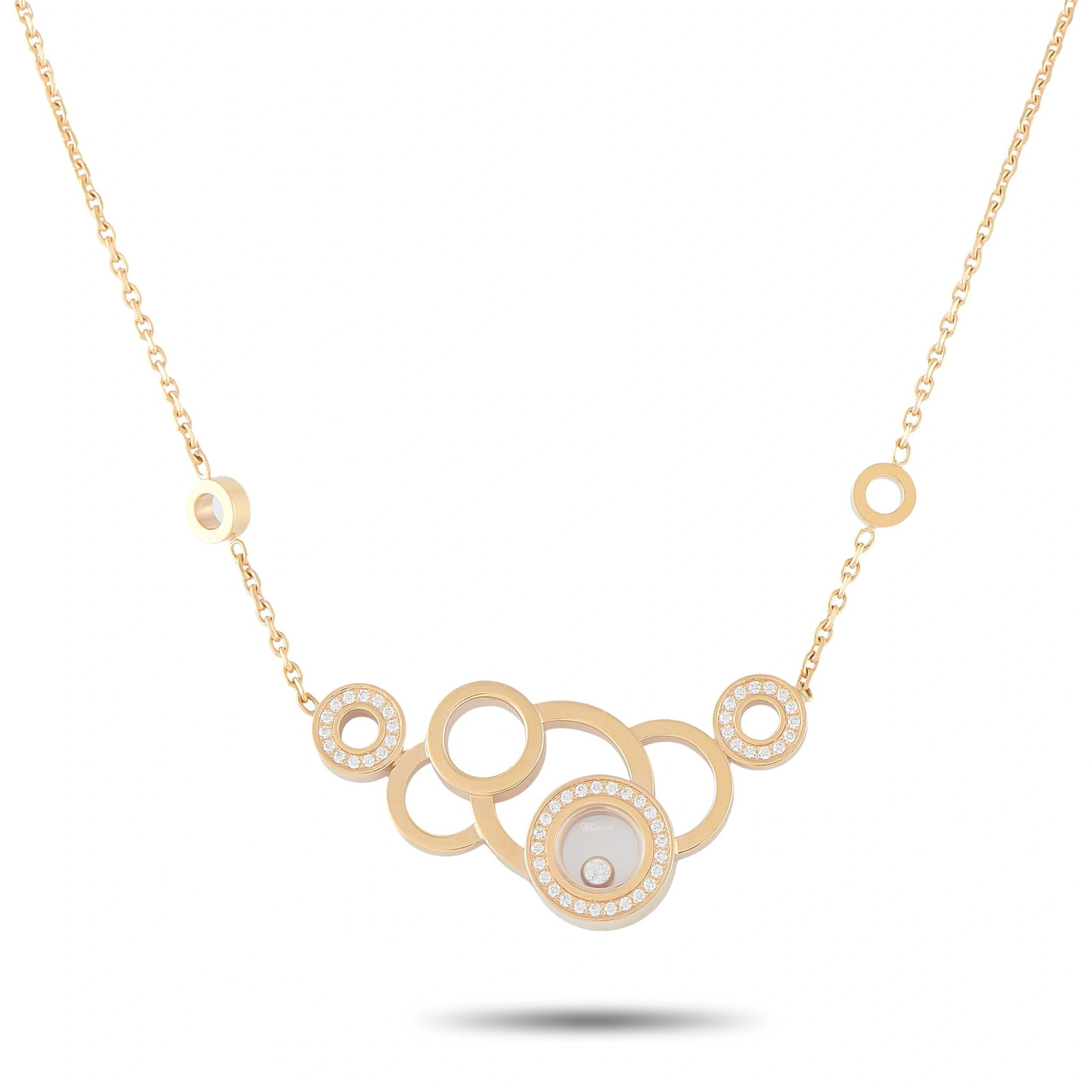 Chopard Happy Diamonds 18K Rose Gold 0.30ct Diamond Necklace (1 of 5)
