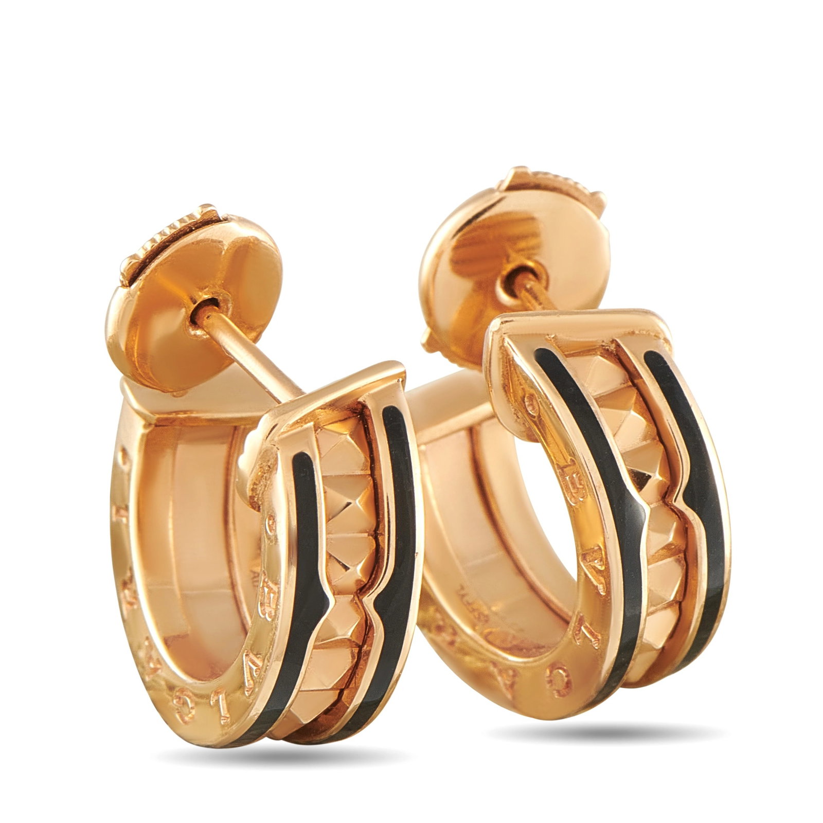 Bvlgari B.zero1 18K Rose Gold Ceramic Hoop Earrings (1 of 5)
