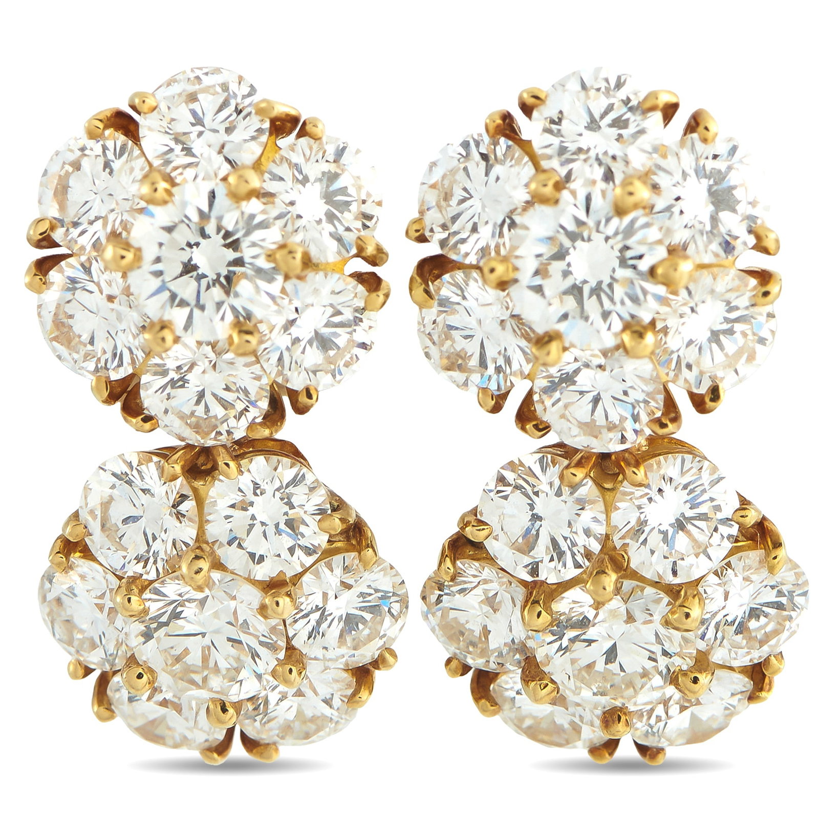 Van Cleef & Arpels Fleurette 18K Yellow Gold 3.0ct Diamond Earrings (1 of 4)
