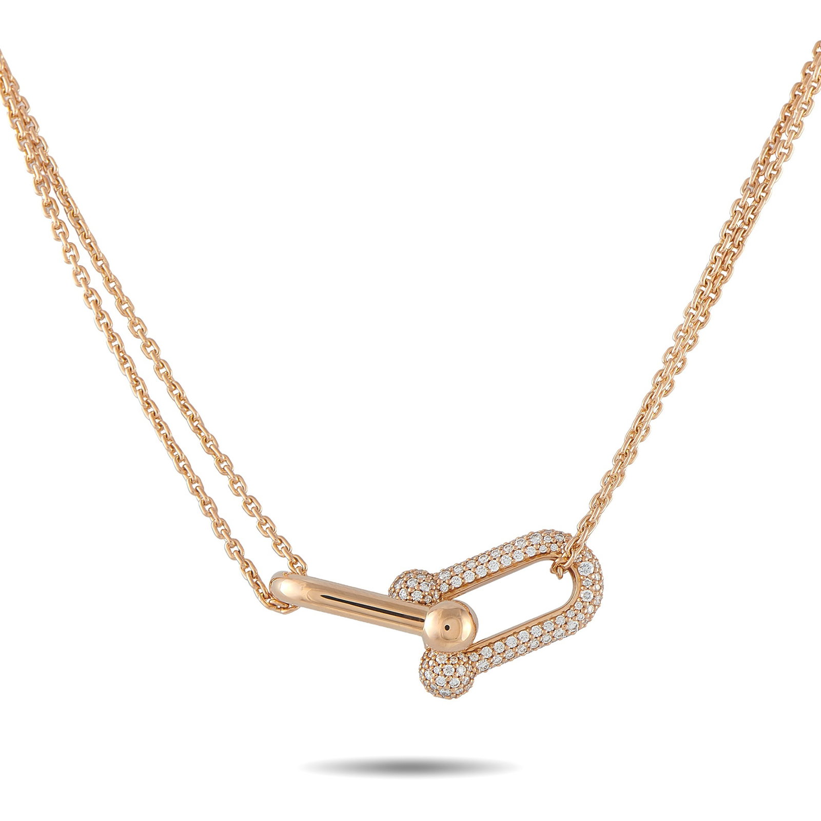 Tiffany & CO. HardWear 18K Rose Gold 0.79ct Diamond Double Link Large Model Necklace (1 of 4)