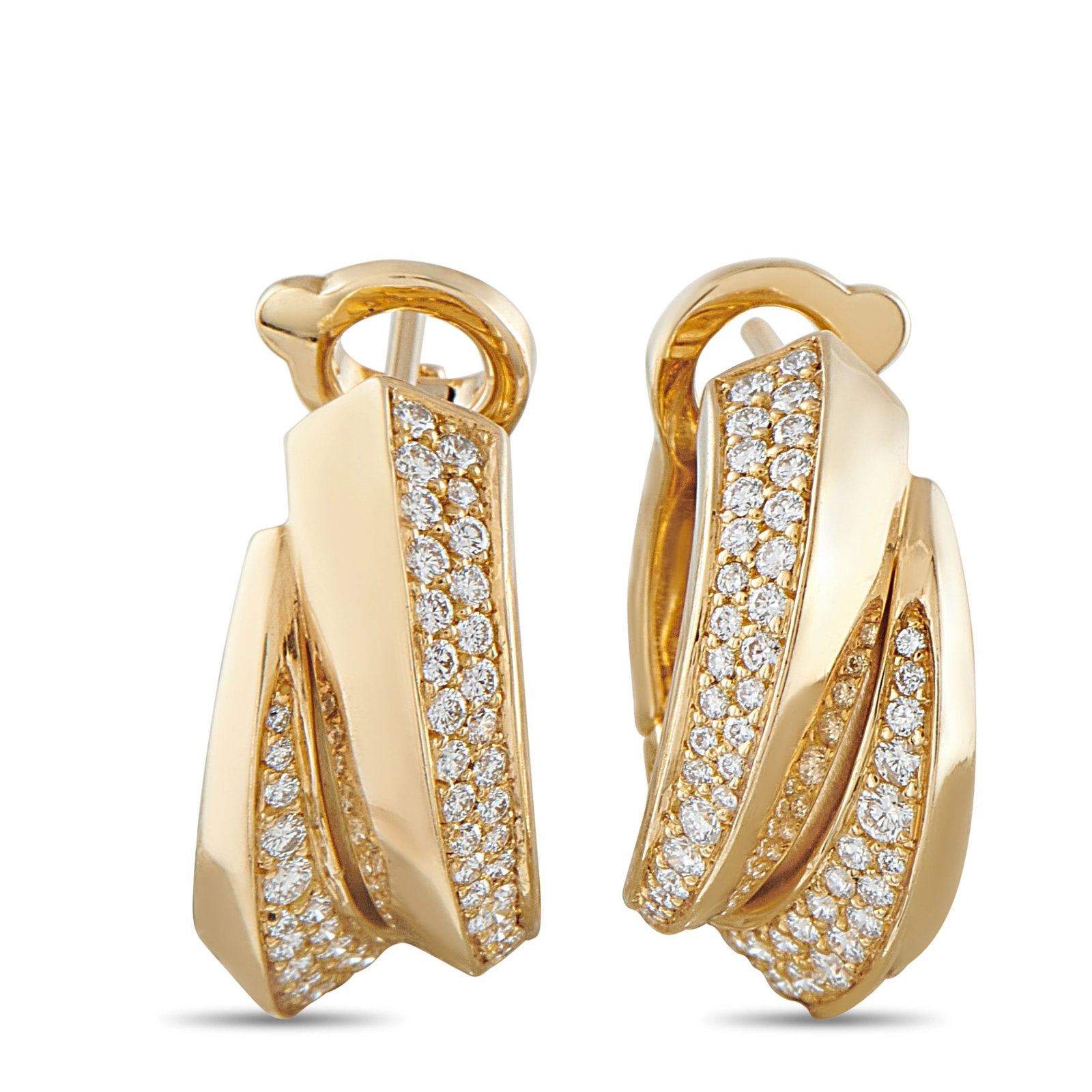 Cartier Panthère Griffe 18K Yellow Gold 1.20ct Diamond Hoop Earrings (1 of 5)