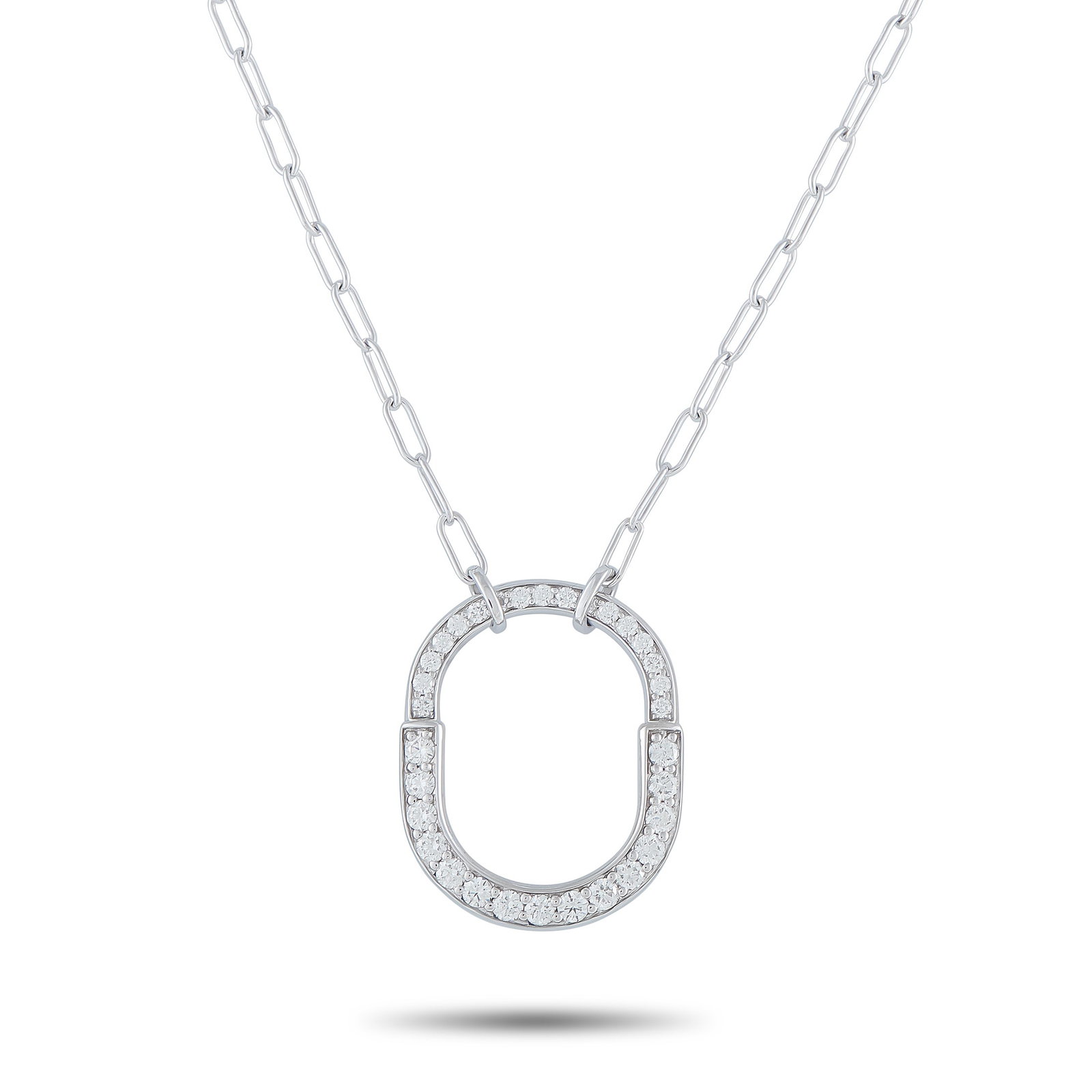 Tiffany & CO. Lock 18K White Gold Diamond Large Lock Pendant: This Tiffany & Co. Lock necklace features a padlock design that hails from The Tiffany Archives. Crafted from 18K White Gold, the minimalist pendant is elevated by sparkling Diamonds. This piece’s S
