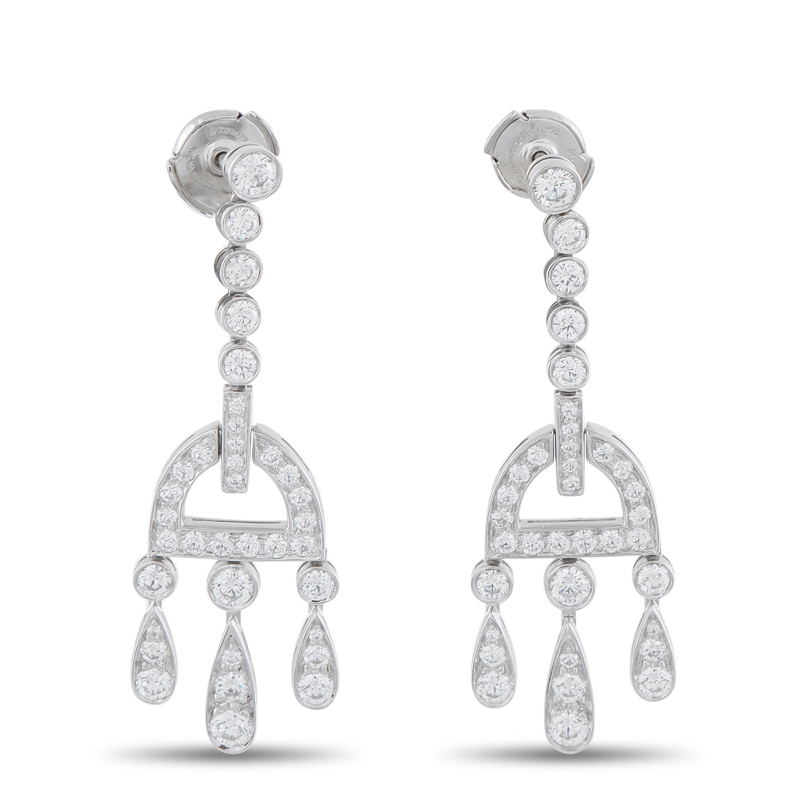 Tiffany & CO. Legacy Platinum 2.38ct Diamond Earrings: Add movement to any ensemble with these Tiffany & Co. Legacy earrings. Sparkling Diamonds with a total weight of 2.38 carats allow them to come alive every time they catch the light. Set in Platinum, 