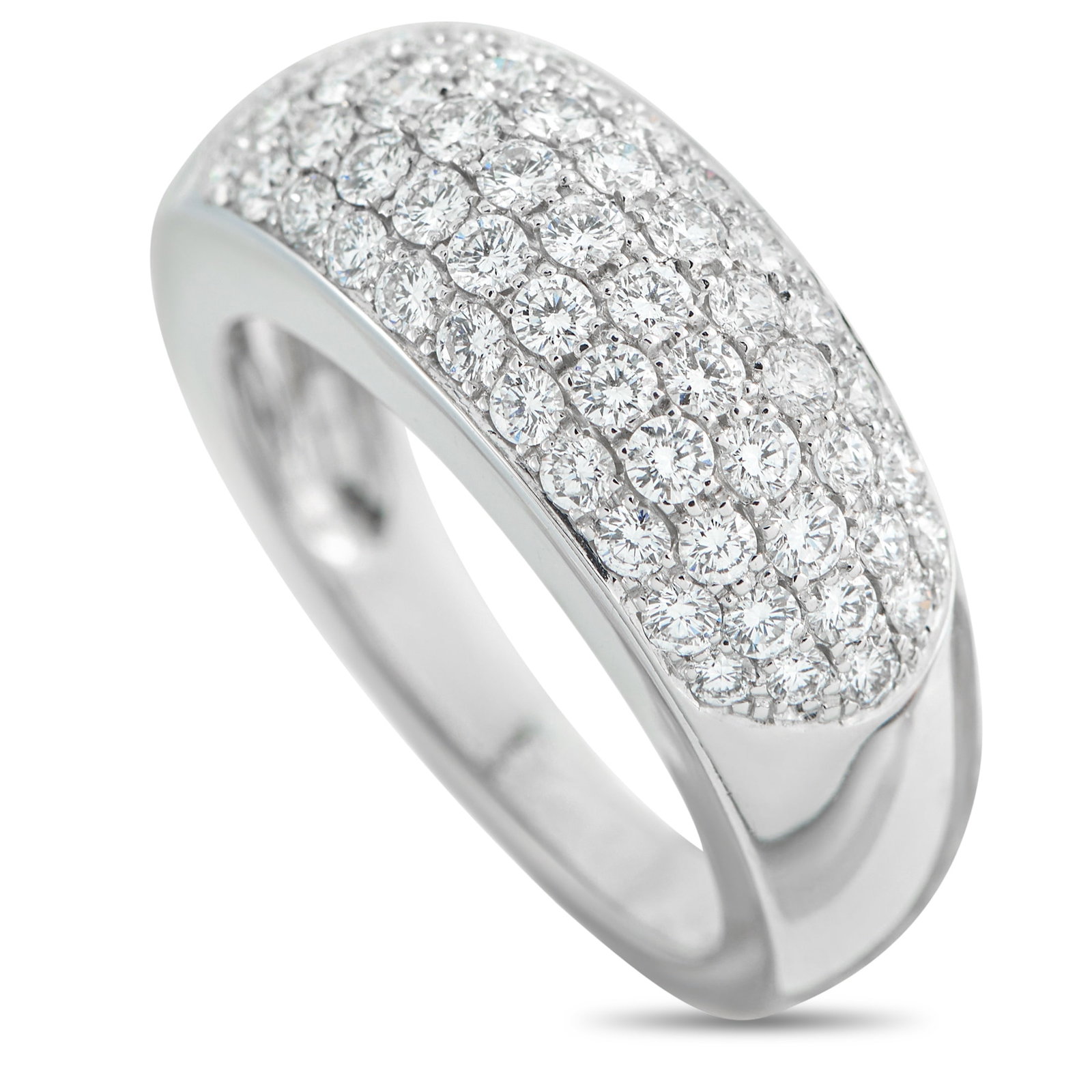 Van Cleef & Arpels 18K White Gold 1.50ct Diamond Ring: Add a touch of luxury to any ensemble with this sophisticated Van Cleef & Arpels ring. The domed 18K White Gold setting comes to life thanks to sparkling inset Diamonds with a total weight of 1.50 car
