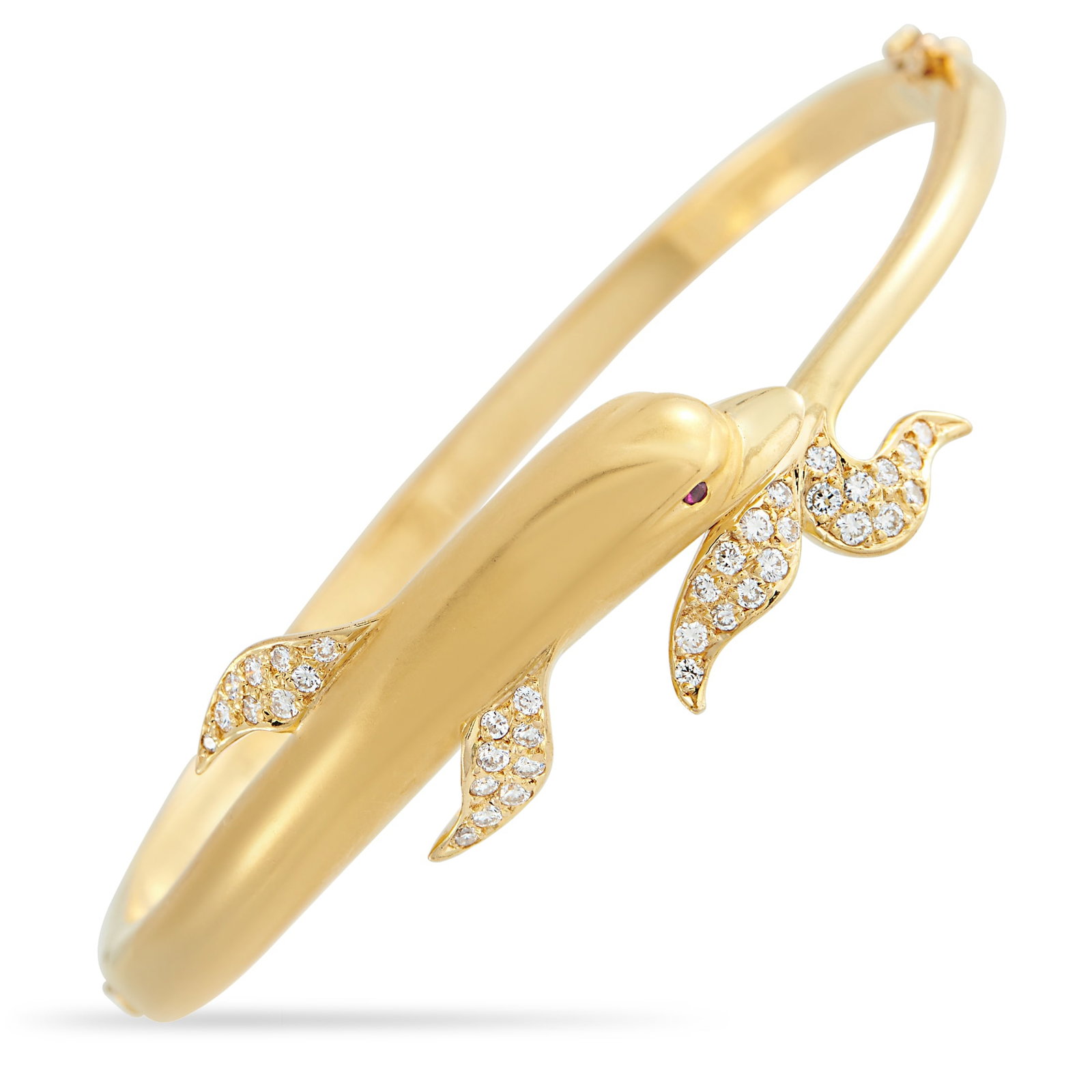 Carrera Y Carrera 18K Yellow Gold Diamond Dolphin Bracelet: This Carrera Y Carrera bracelet captures the unique elegance of a dolphin in the water. Incredibly charming, sparkling Diamonds make it even more exquisite. This bangle style bracelet measures 7&rdquo