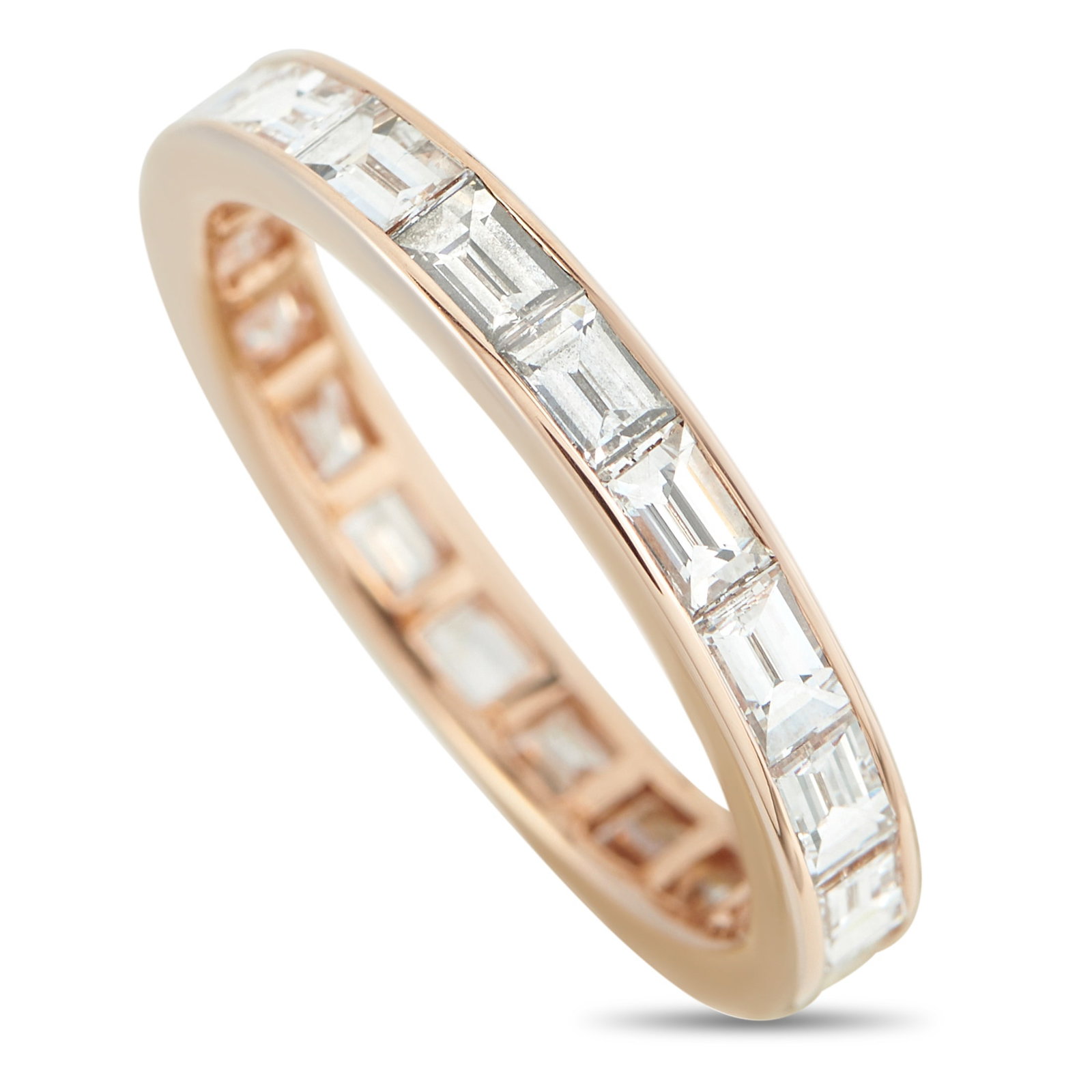 Graff 18K Rose Gold 2.50ct Diamond Eternity Band: A series of sparkling Diamonds totaling 2.50 carats make this elegant Graff eternity band simply unforgettable. Stylish enough to be worn alone or paired with other pieces from your collection, it fea