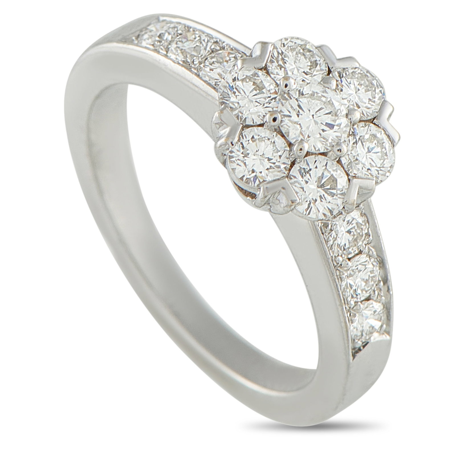 Van Cleef & Arpels Fleurette 18K White Gold Diamond Ring: This Van Cleef & Arpels Fleurette ring is a luxury piece that is ideal for everyday wear. Sparkling Diamonds are beautifully showcased by this piece’s sleek 18K White Gold setting. It features a 2mm