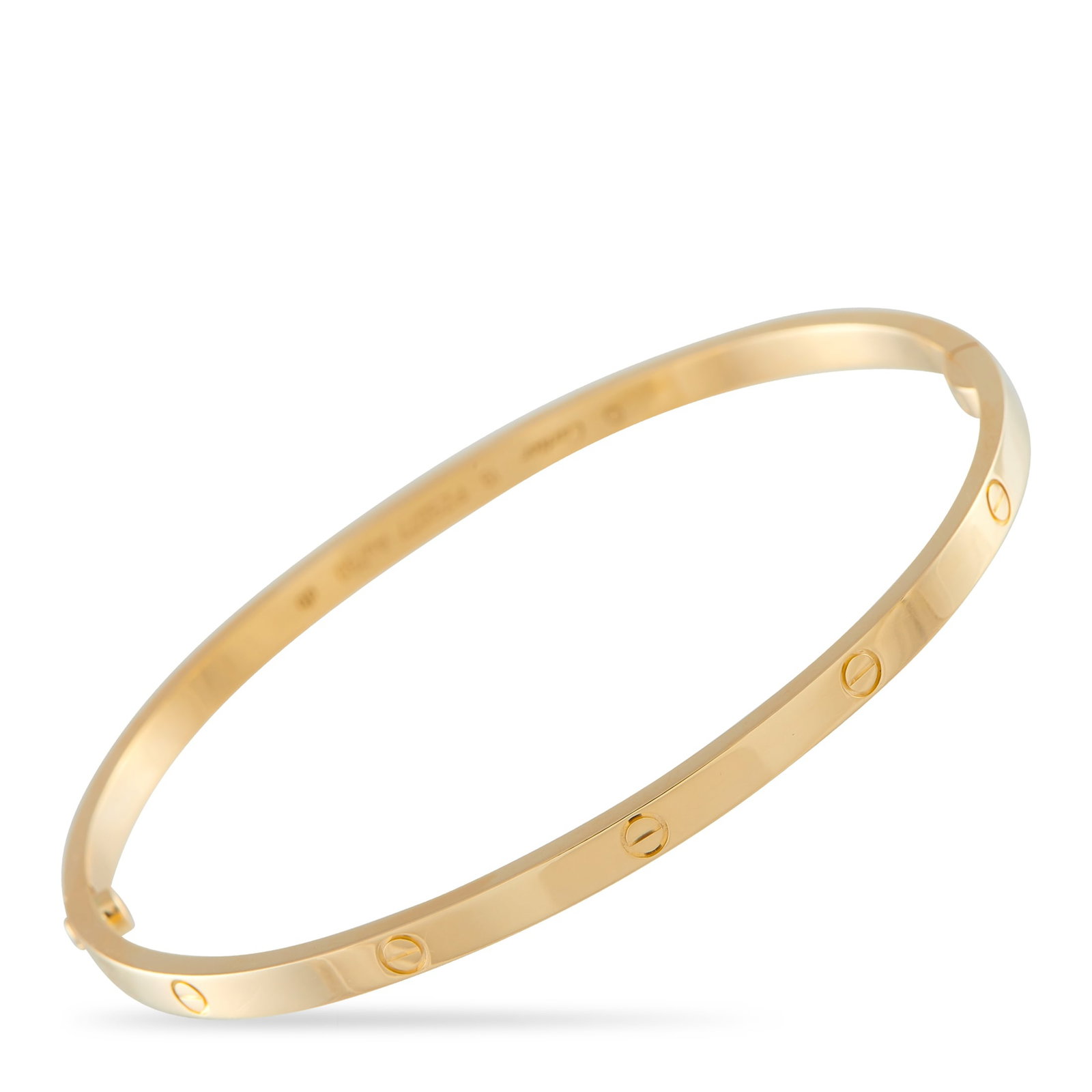 Cartier Love 18K Yellow Gold Bracelet: This Cartier LOVE bangle bracelet is a luxury piece with a minimalist aesthetic. Crafted from 18K Yellow Gold, it comes complete with the brand’s iconic screwdriver. This Size 19 bracelet measures 7