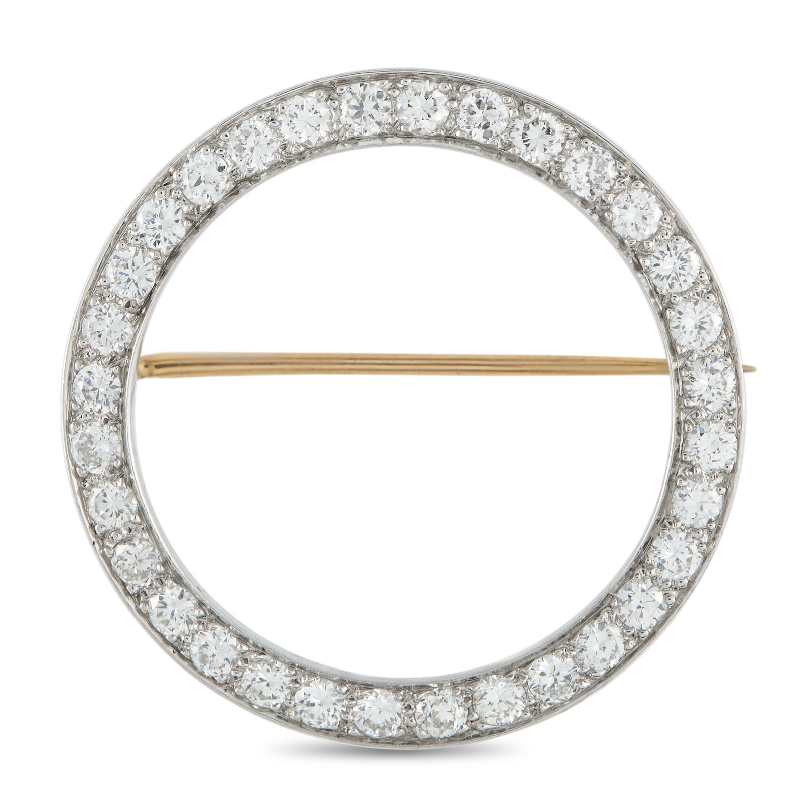 Tiffany & CO. Platinum 2.0ct Diamond Eternity Pin: Add a touch of sparkle to any hat, lapel, or scarf with this exquisite Tiffany & Co. eternity pin. Meant to symbolize the infinite nature of eternal love, Diamonds with a total weight of 2.0 carats ma