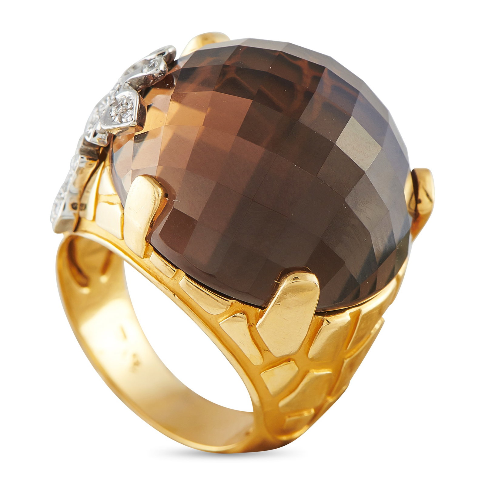 Carrera Y Carrera Giraffe 18K Yellow Gold Smokey Quartz Ring (1 of 5)
