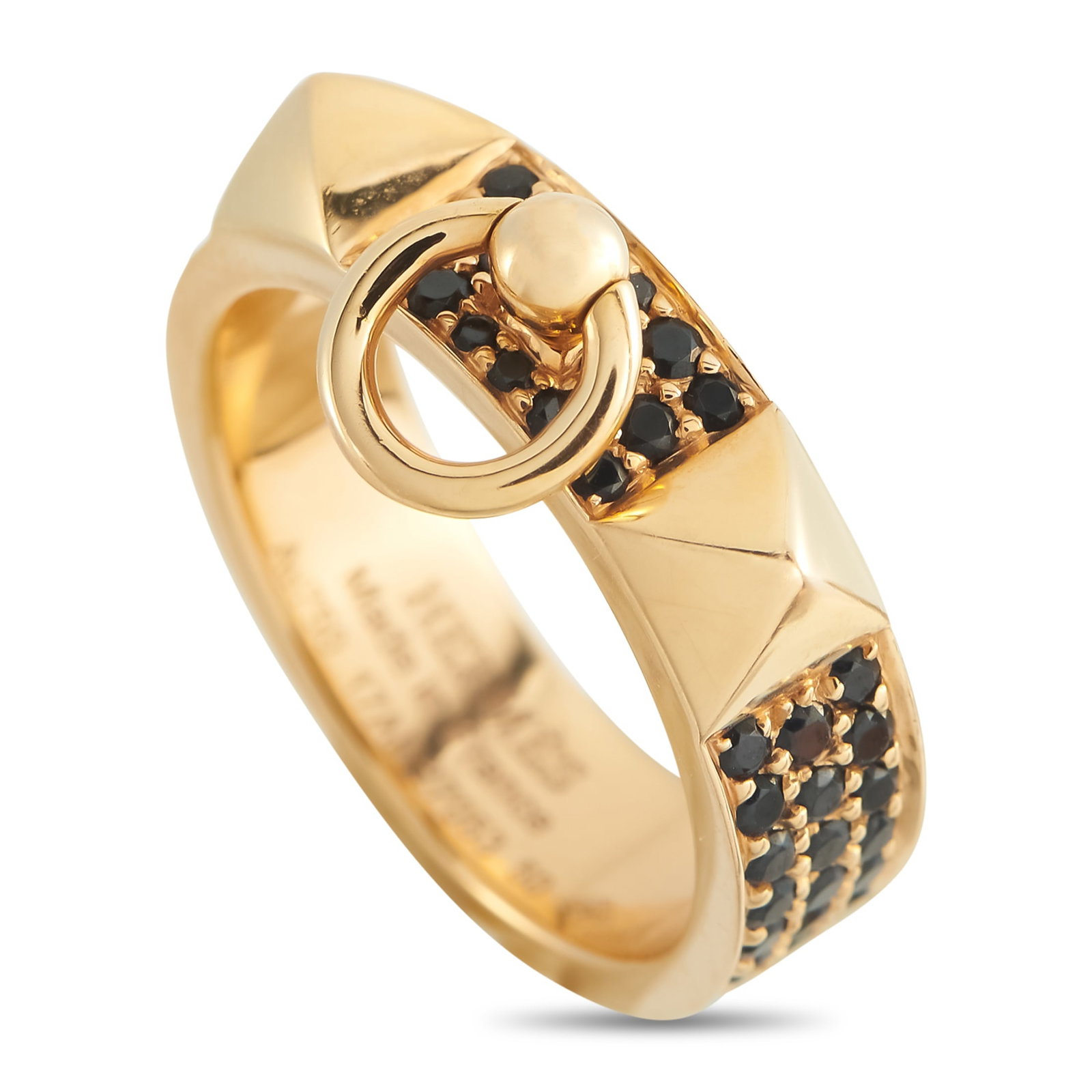 Hermes Collier de Chien 18K Yellow Gold Spinel Ring: More collar than a conventional band, this Hermes Collier de Chien ring wraps the finger with the same assertive attitude as the house’s iconic leather cuffs. The yellow gold ring band alternates be