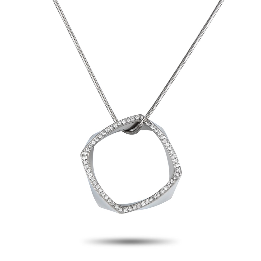 Tiffany & CO. Frank Gehry Platinum 0.60ct Diamond Torque Necklace: Minimal in appearance yet rich in style, this piece is a brilliant example of design that is both simple and ingenious. Designed by Frank Gehry for Tiffany & Co., this piece features a smooth and flex
