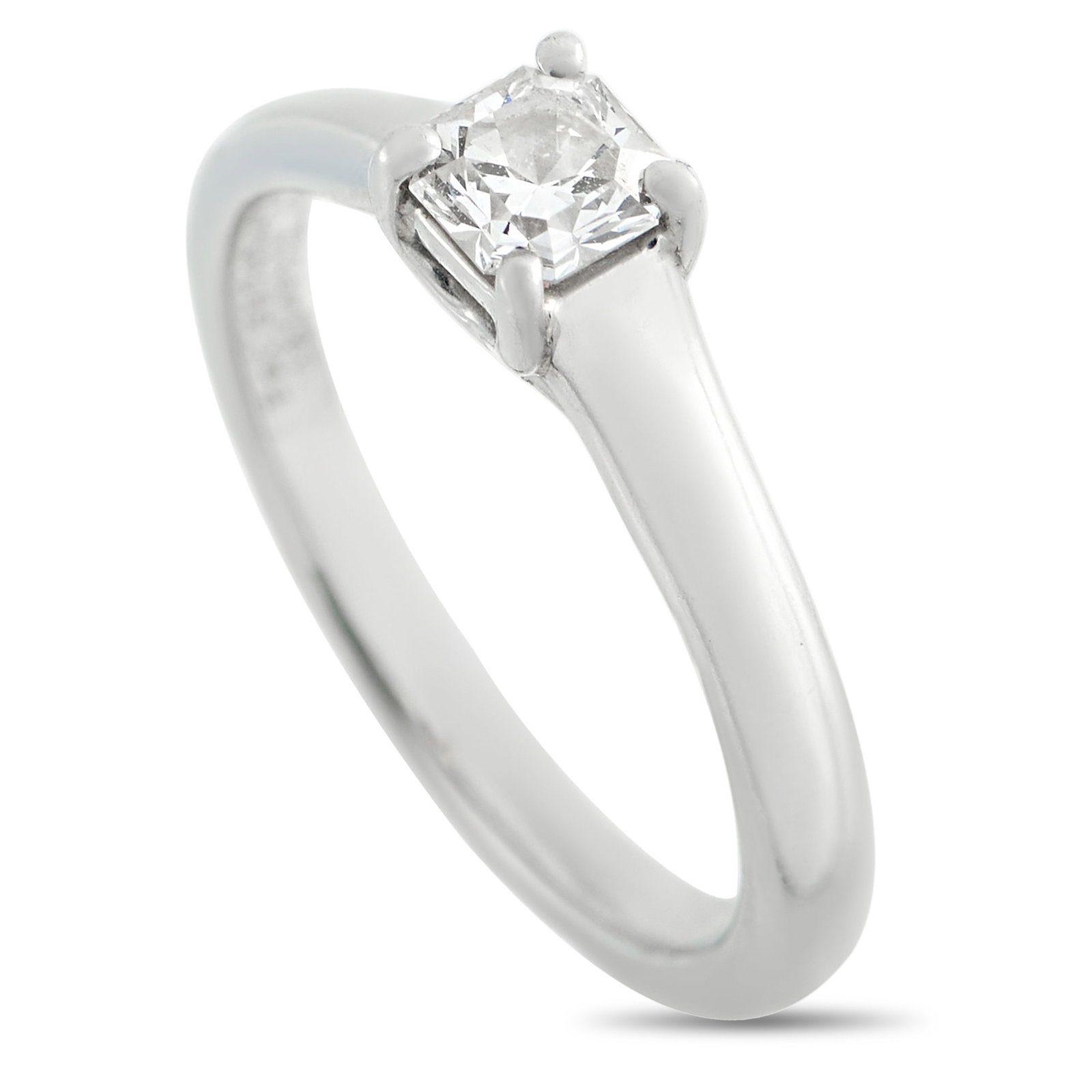 Tiffany & CO. Platinum 0.31ct Lucida Diamond Solitaire Ring: Named after the term for the brightest star in a constellation, this Tiffany & Co. Lucida solitaire ring is designed to effortlessly catch the light. The 0.31 carat Diamond at the center features E co