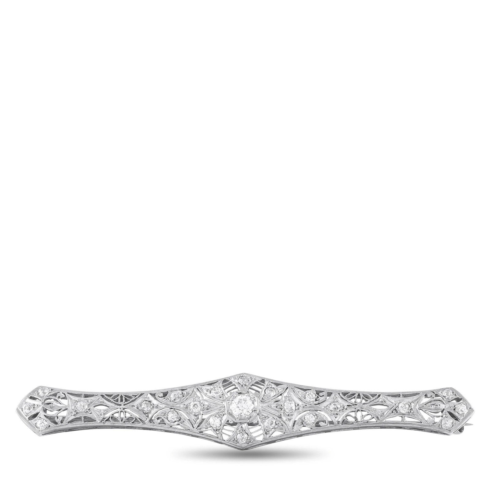 Antique Platinum and 14K Yellow Gold 0.75ct Diamond Brooch (1 of 3)