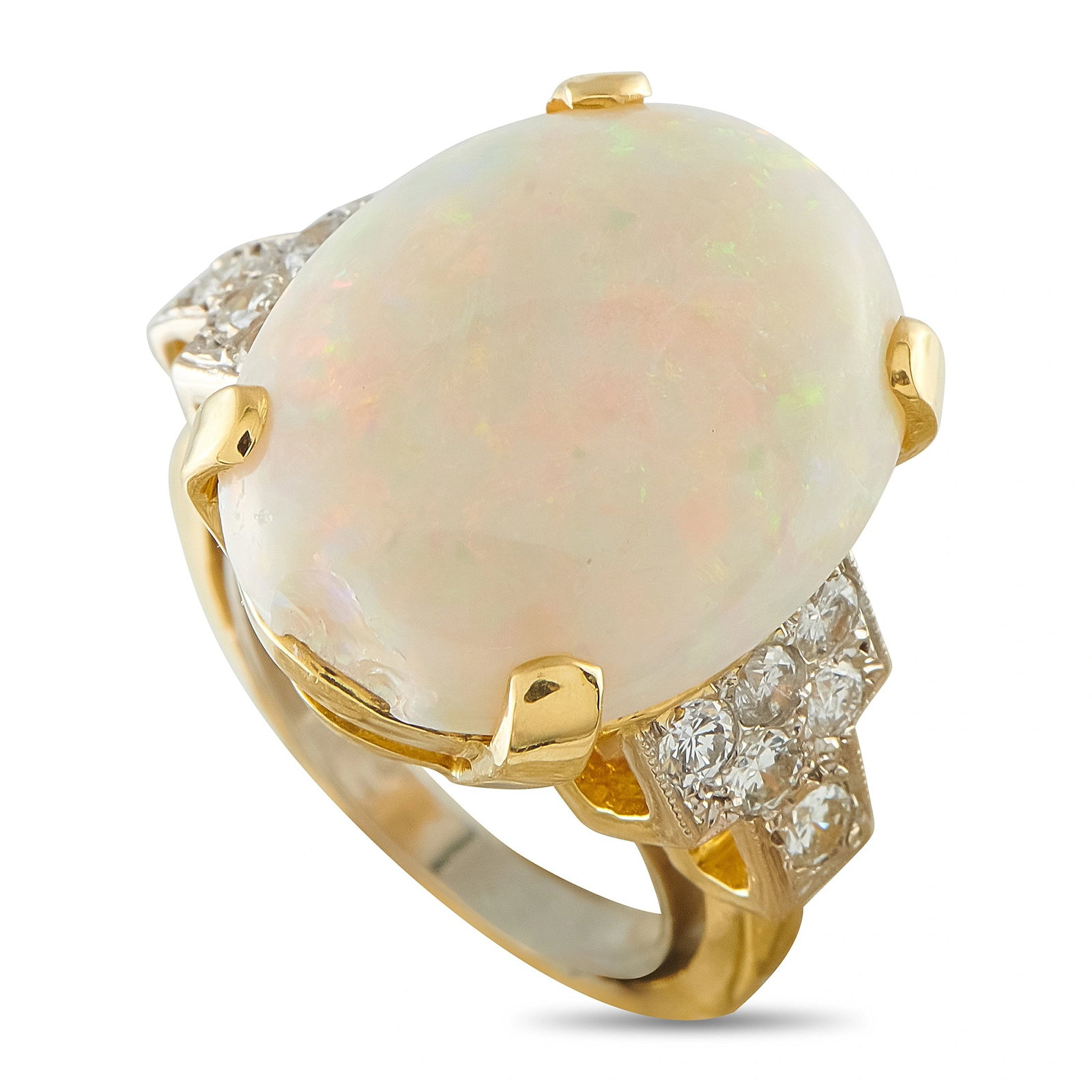 18K Yellow Gold 0.40ct Diamond and Opal Ring (1 of 3)