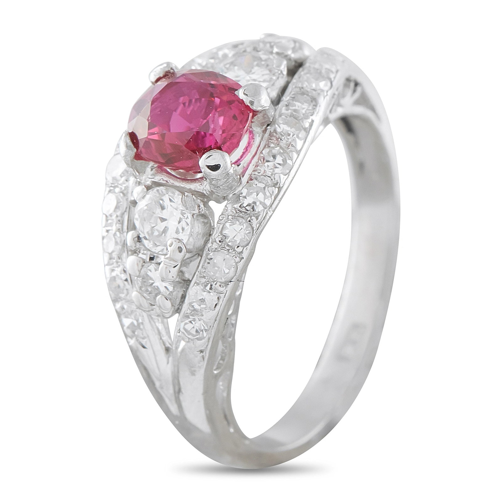 Platinum 0.60ct Diamond Ruby Ring - 2