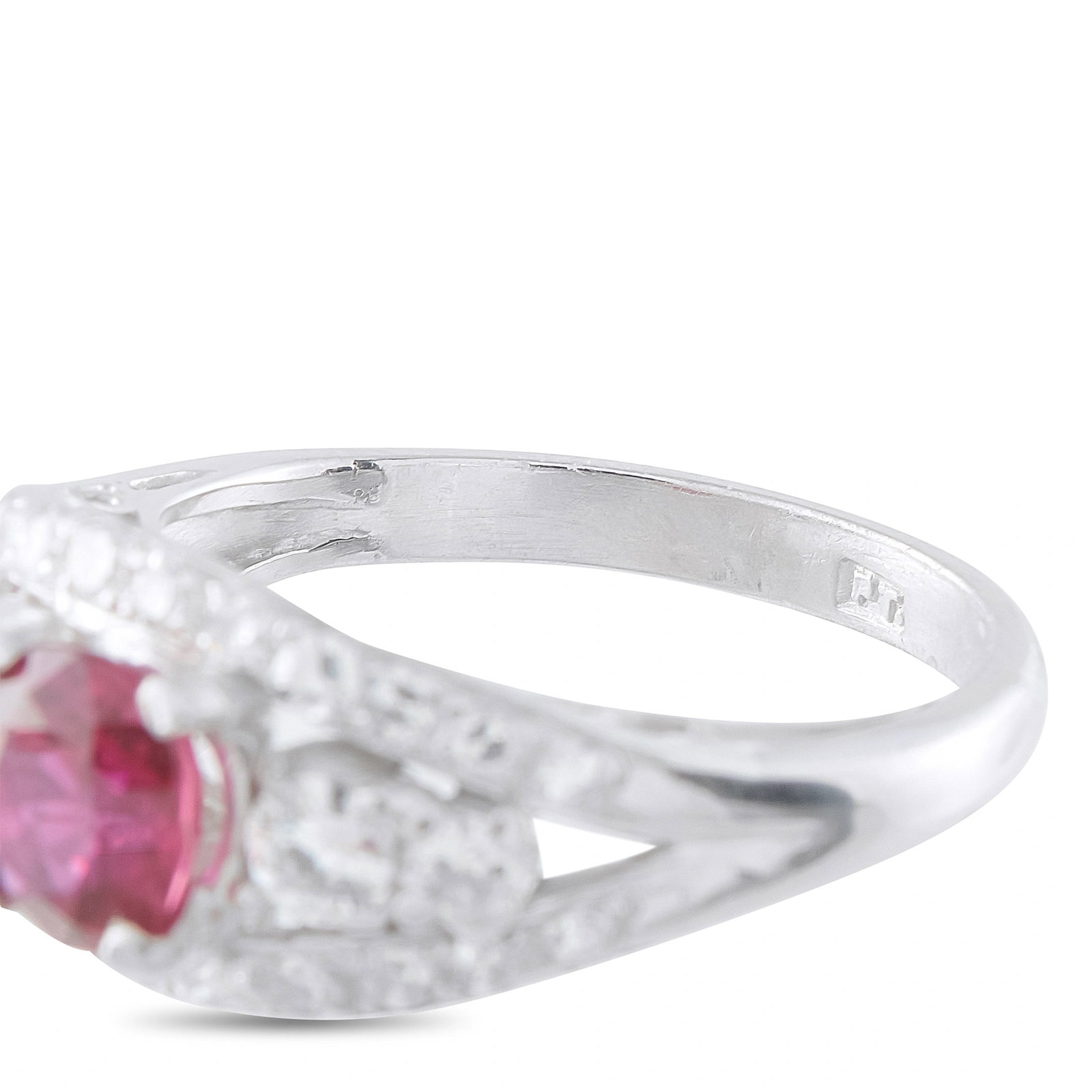 Platinum 0.60ct Diamond Ruby Ring - 4