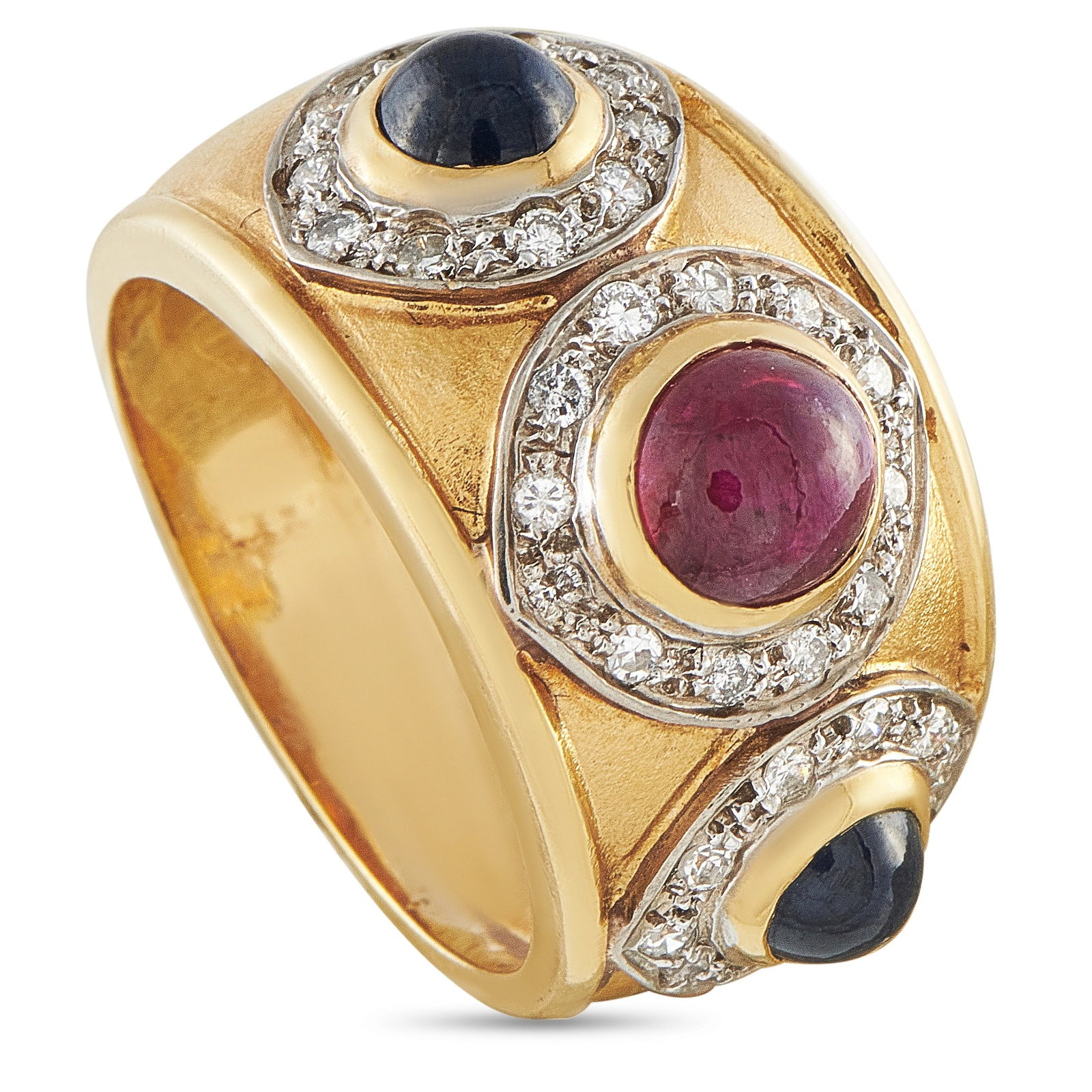 14K Yellow Gold 0.32ct Diamond, Ruby, and Sapphire Ring (1 of 3)
