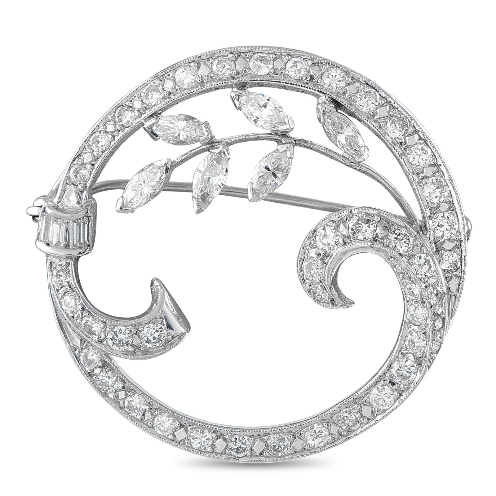 18K White Gold 2.0ct Diamond Brooch (1 of 3)