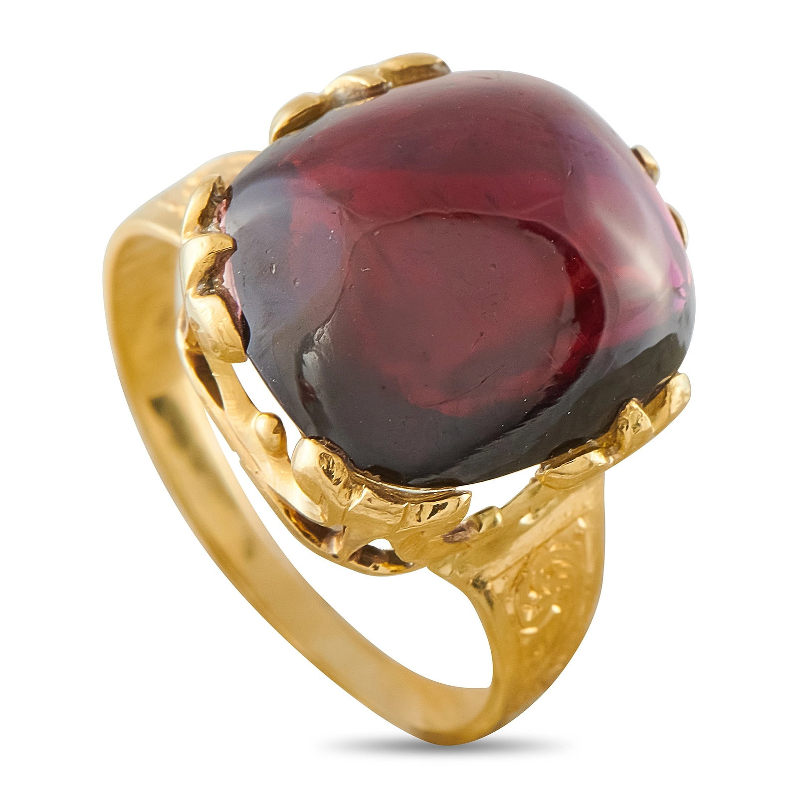 Antique 18K Yellow Gold 7.0ct Garnet Cabochon Ring (1 of 3)