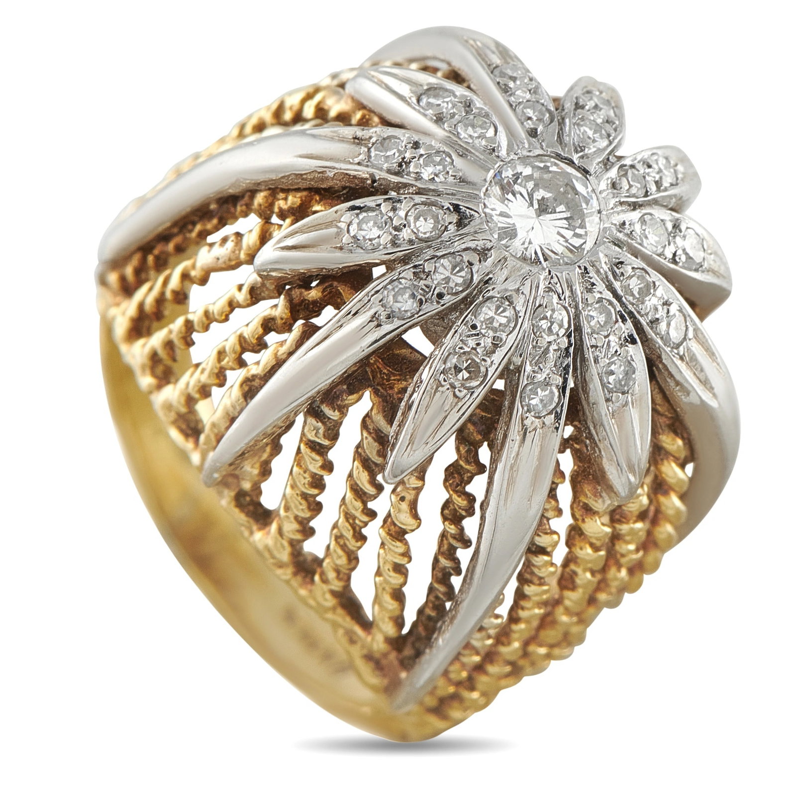 Vintage 14K Yellow Gold 0.48ct Diamond Dome Ring (1 of 4)