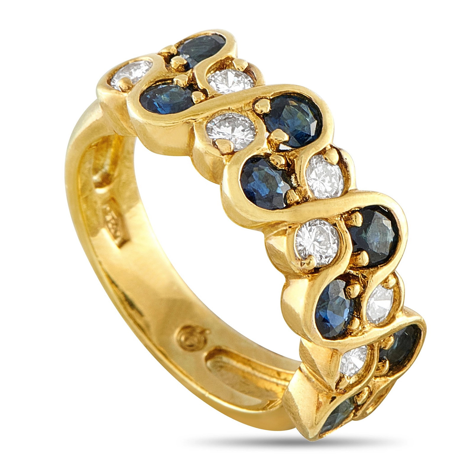 18K Yellow Gold 0.64ct Diamond and Sapphire Ring (1 of 4)